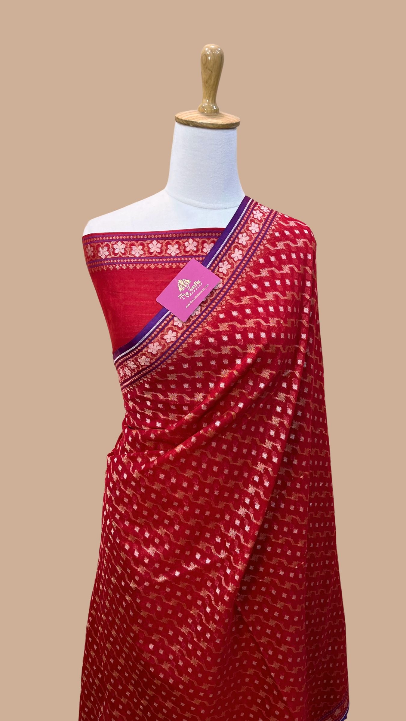 Pure Ektara Cotton Jamdani Banarasi Saree - Tilfi