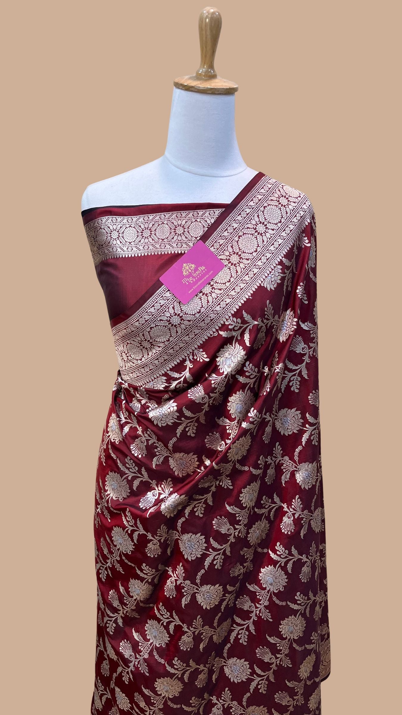 Pure Katan Silk Handloom Banarasi Saree - All over Sona rupa jaal work