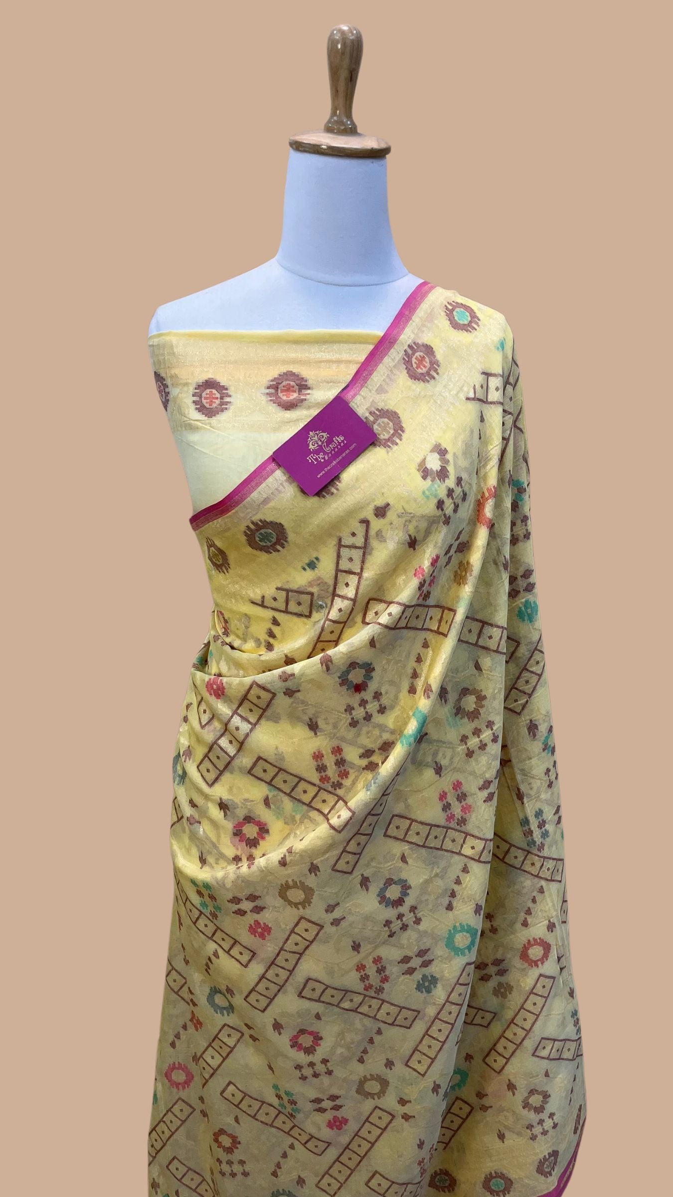 Pure Ektara Cotton Jamdani Banarasi Saree - Tilfi