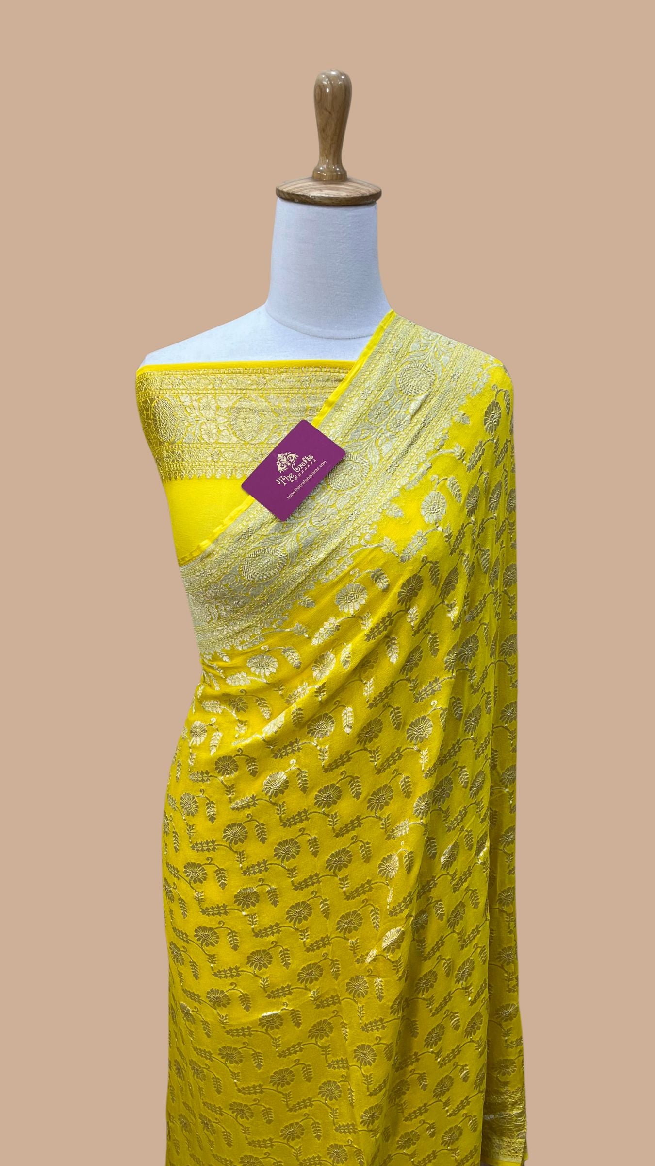 Khaddi Georgette Handloom Banarasi Saree - Water Zari