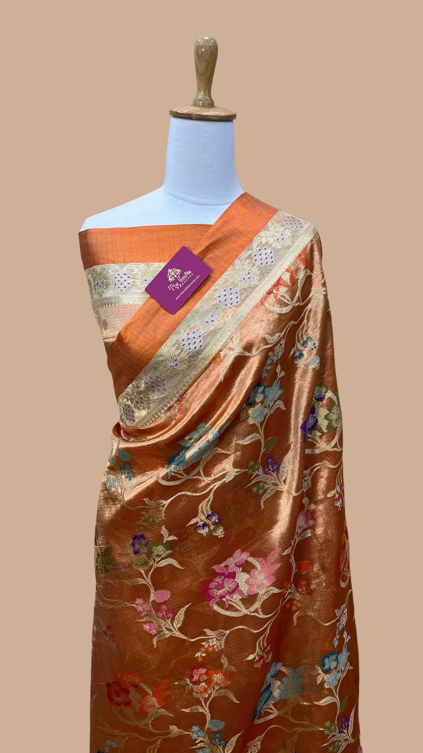 Pure Zari Kota Tissue Silk Handloom  Banarasi Saree - Meenakari