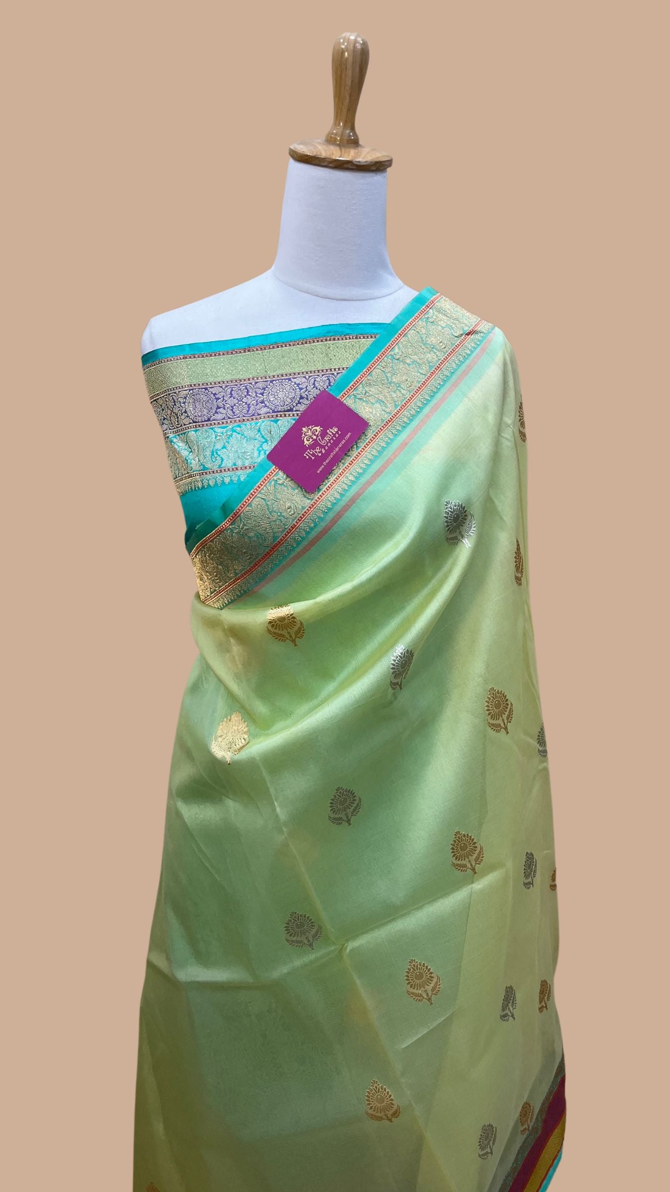 Pure Kora Silk Handloom Banarasi Saree - with sona rupa kadhua motifs