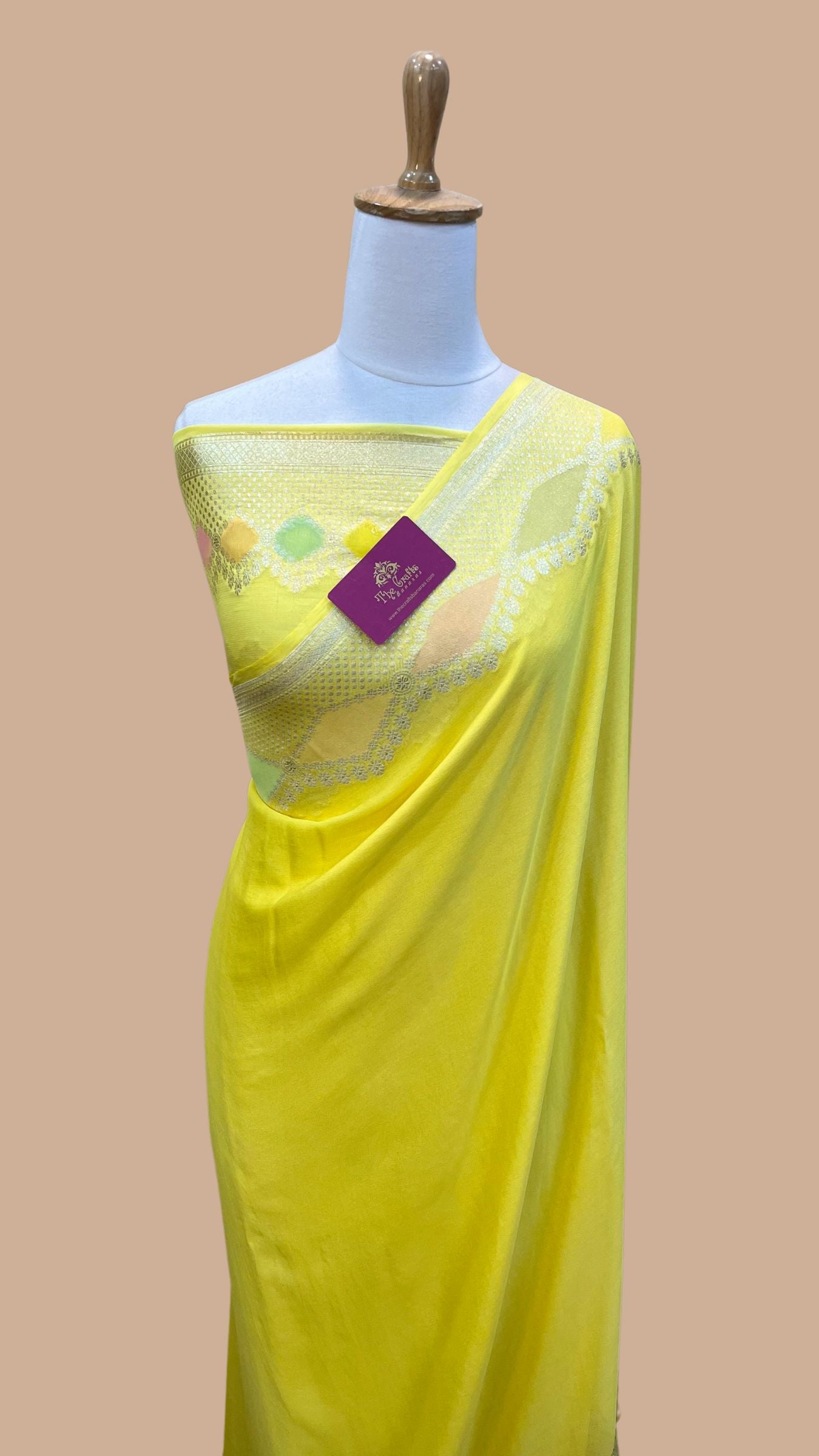 Khaddi Georgette Handloom Banarasi Saree - Water Zari
