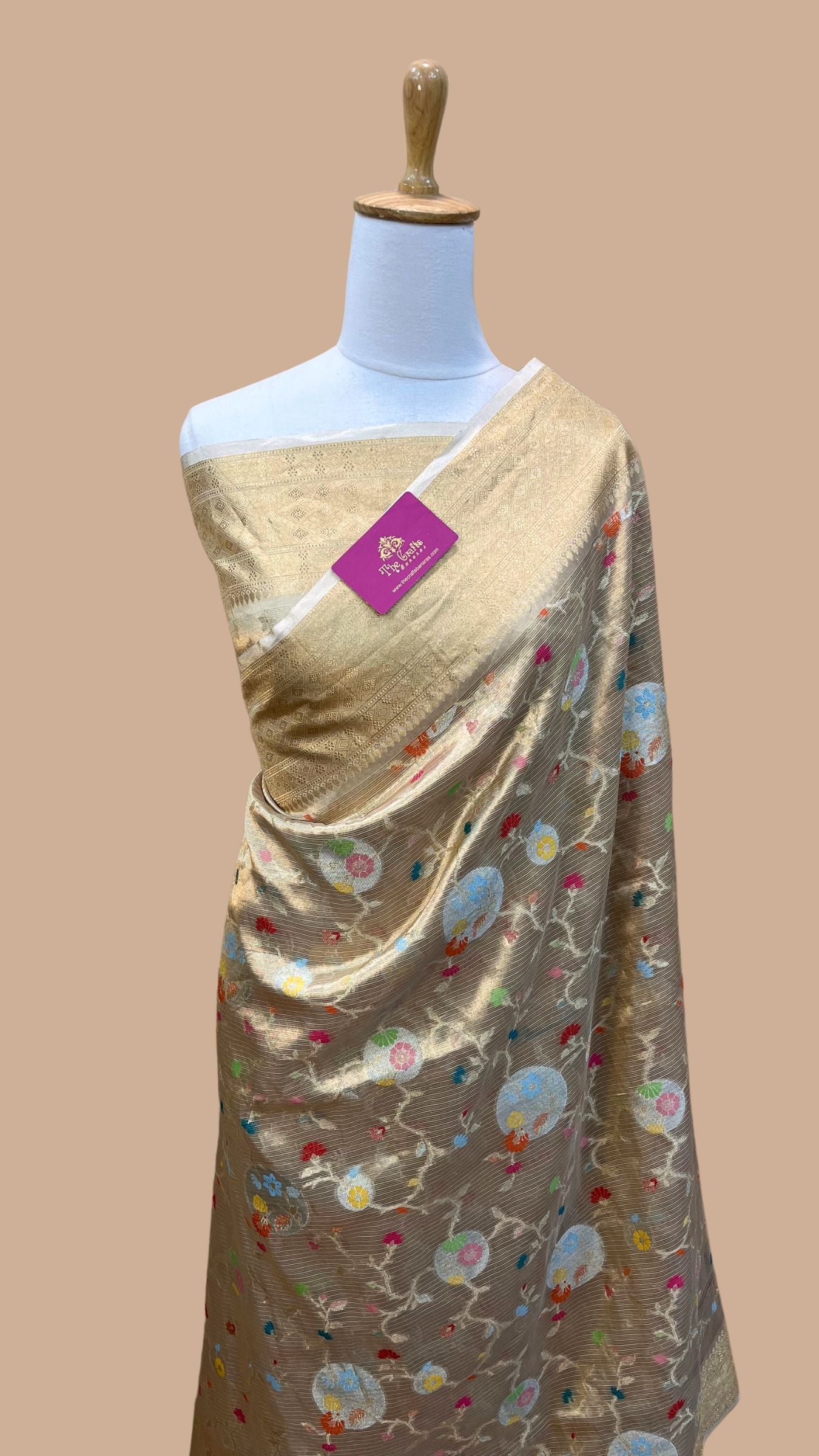 Pure Zari Kota Tissue Silk Handloom  Banarasi Saree - Meenakari