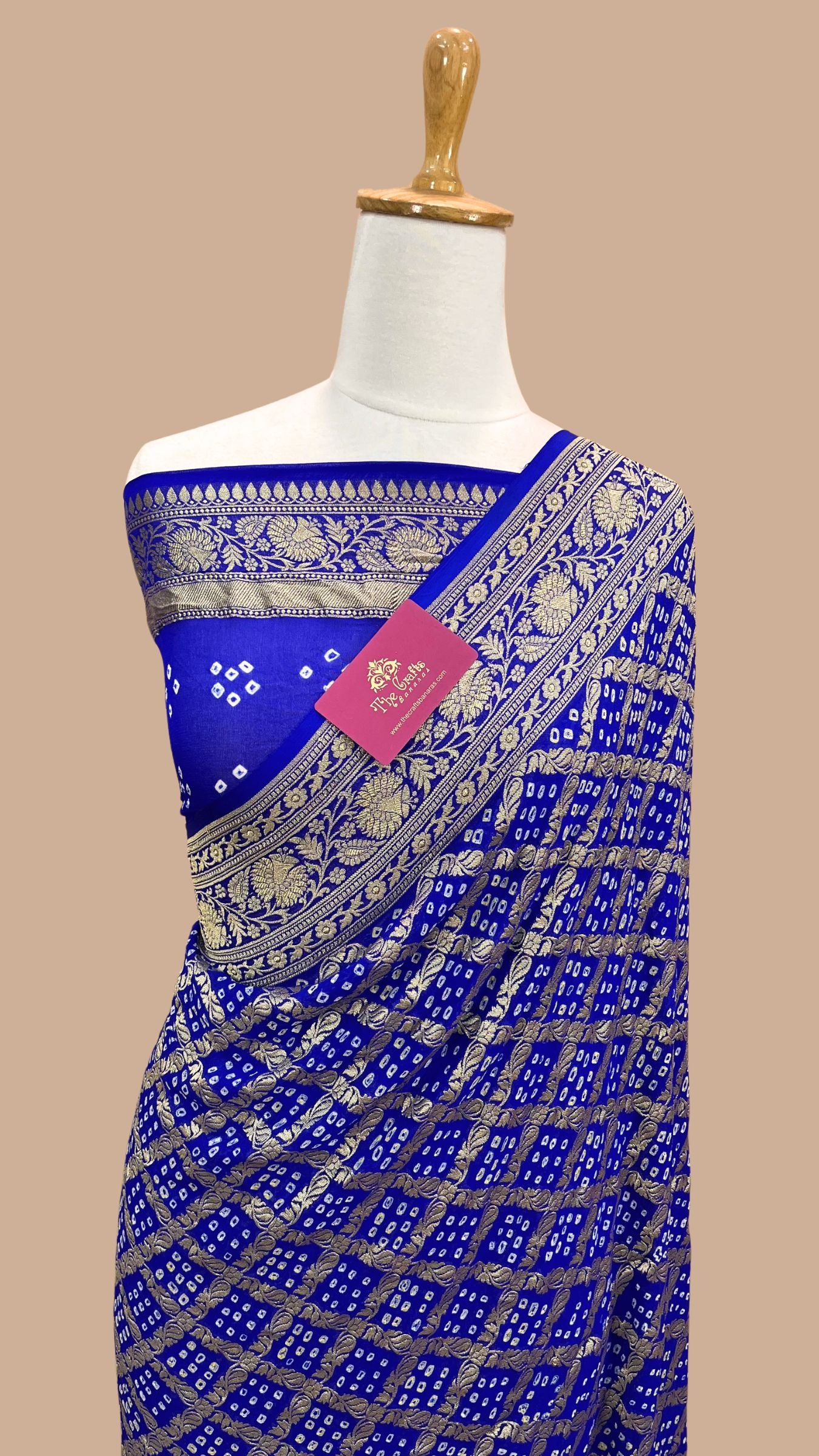 Pure Georgette Banarasi Handloom Bandhej Saree