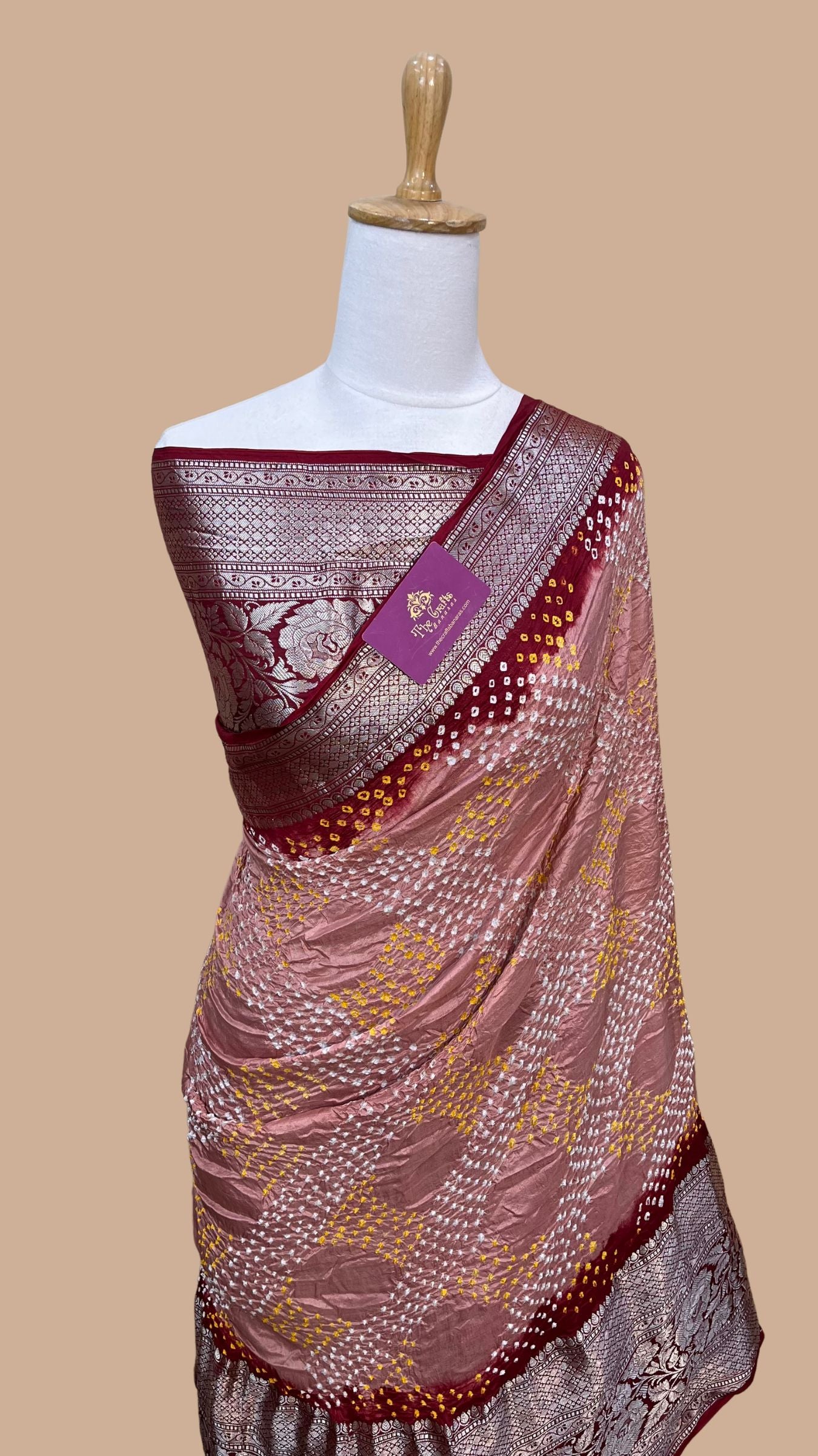 Pure Katan Silk Handloom Bandhej Banarasi Saree