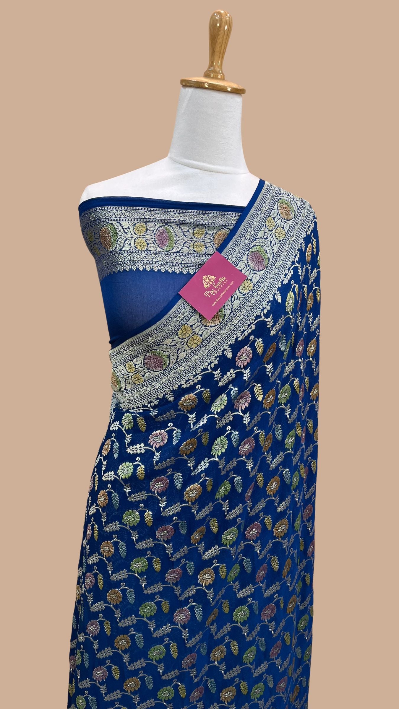 Khaddi Georgette Handloom Banarasi Saree - Water Zari