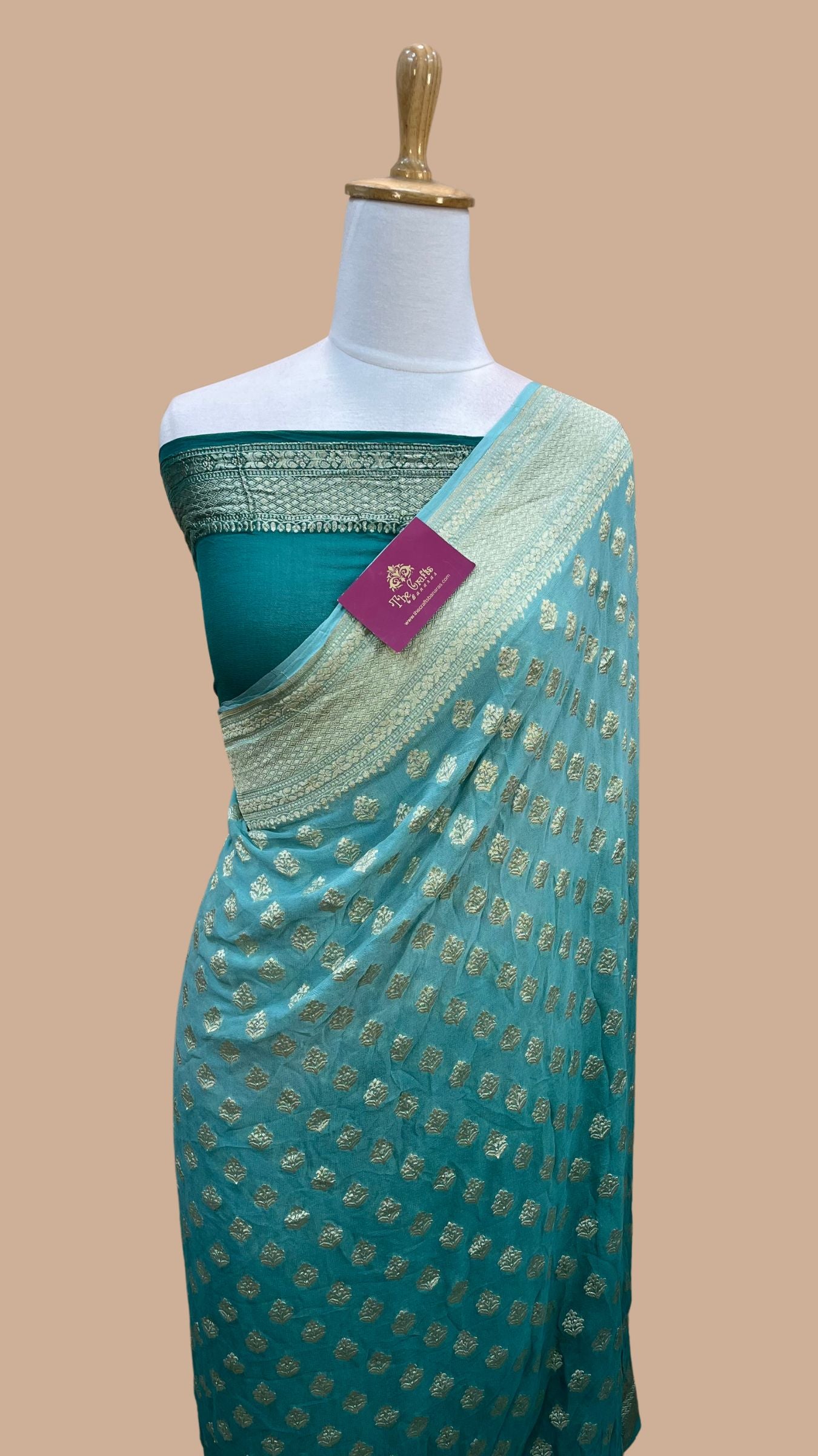 Khaddi Georgette Banarasi Saree - Water Zari