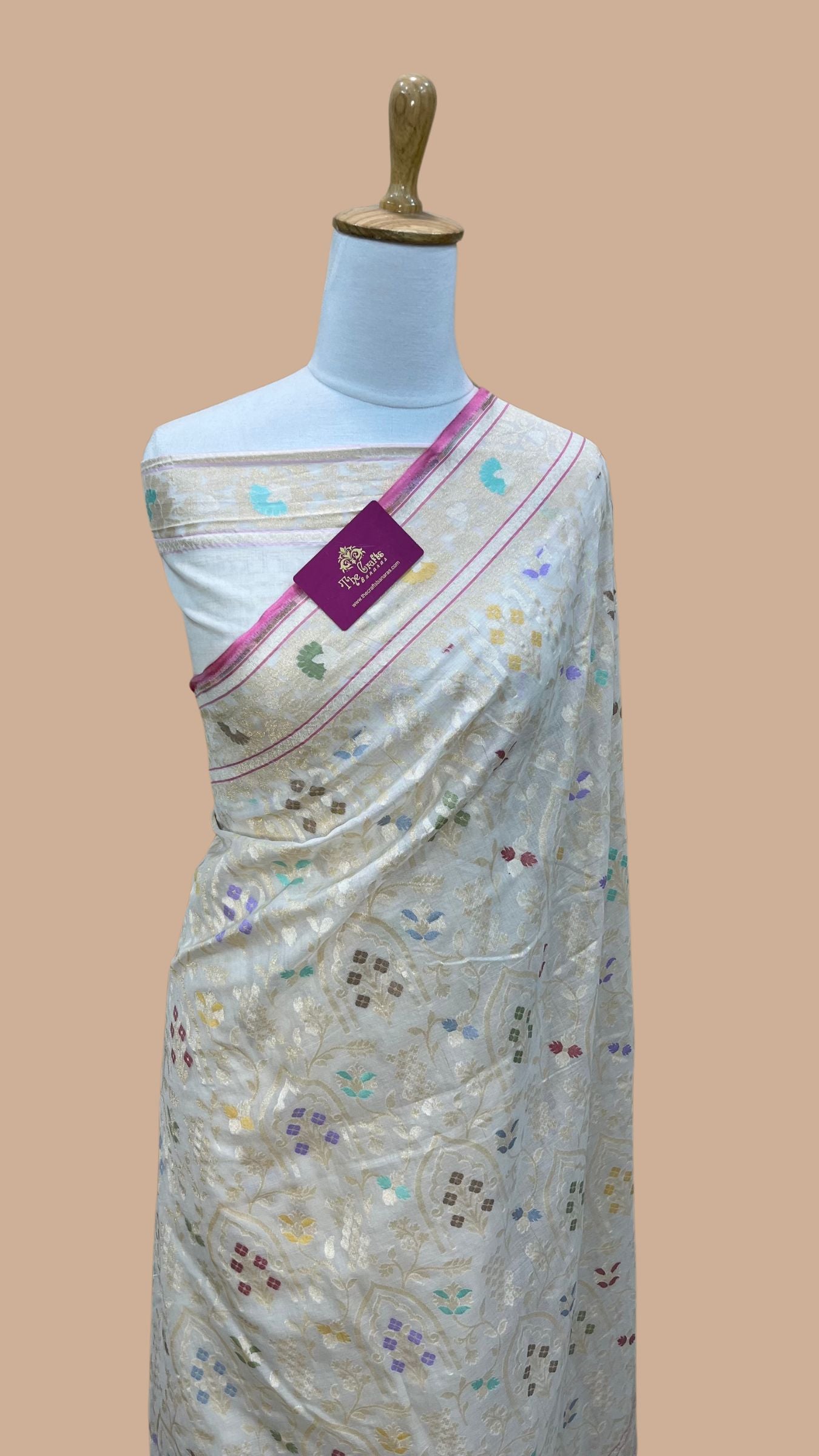 Pure Ektara Cotton Jamdani Banarasi Saree - Tilfi