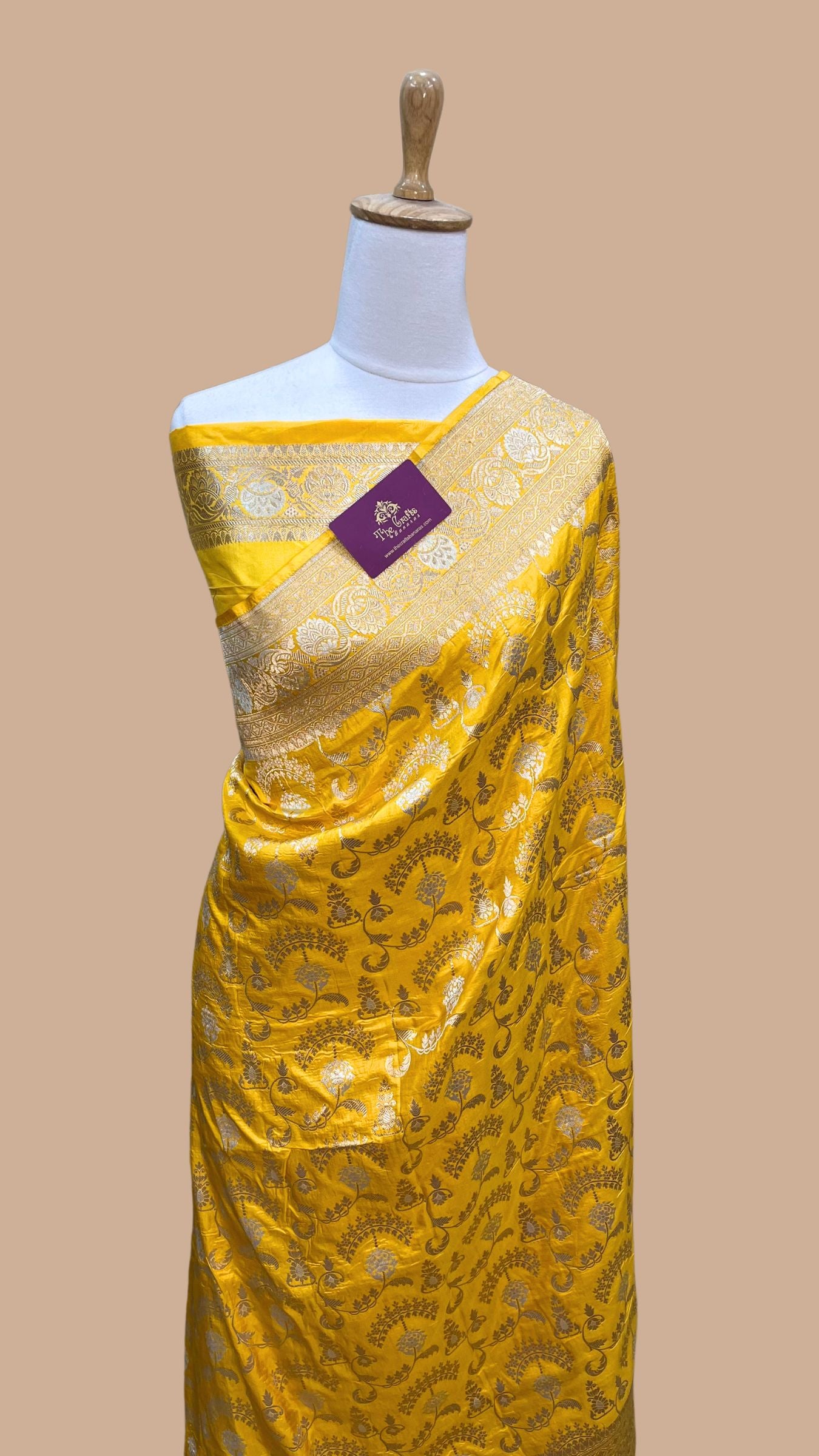 Pure Katan Silk Handloom Banarasi Saree - All over Sona Roopa Jaal work