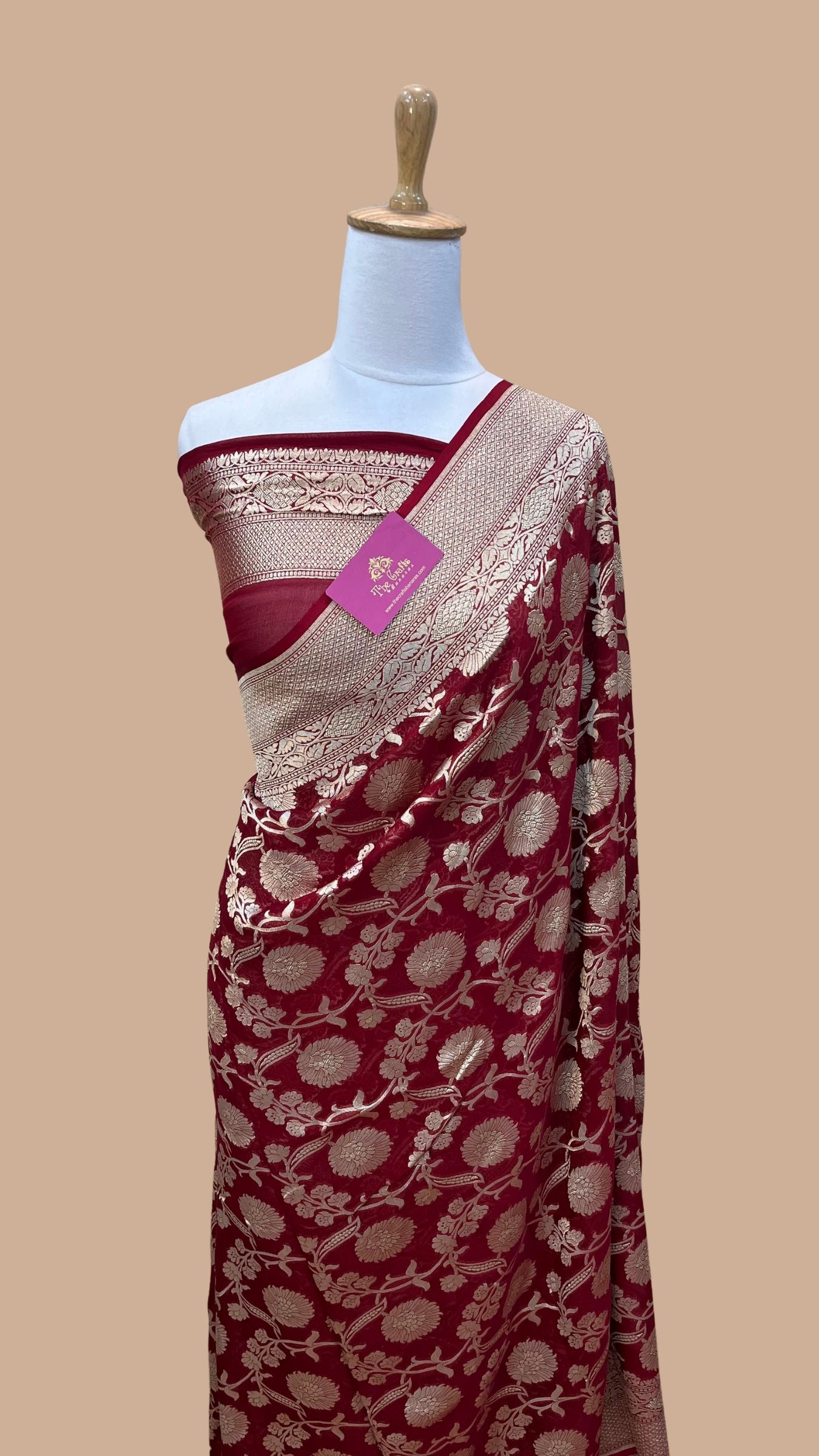 Khaddi Georgette Handloom Banarasi Saree - Water Zari