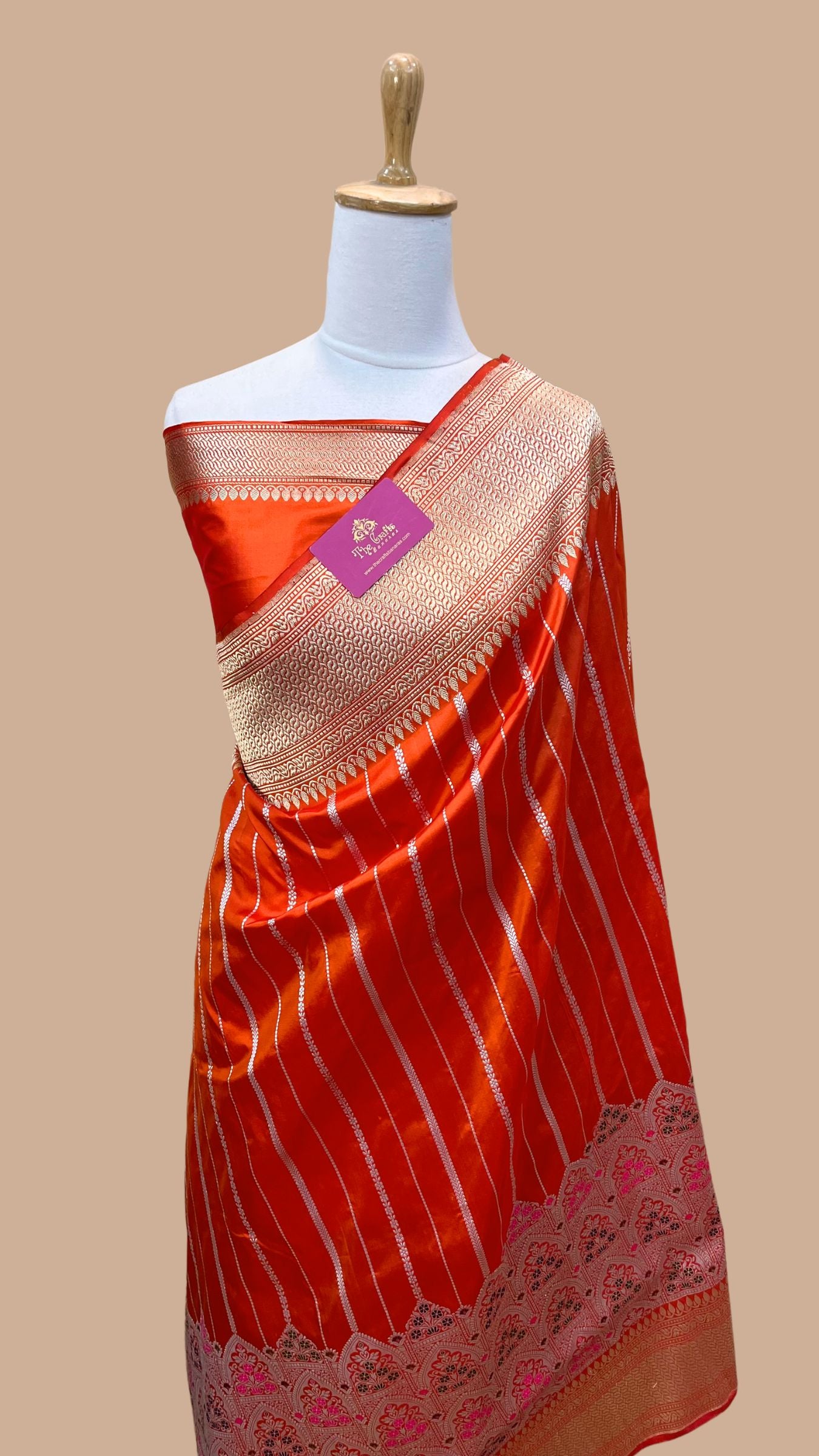 Pure Katan Silk Handloom Brocade Banarasi Saree - with kadhua meenakari work