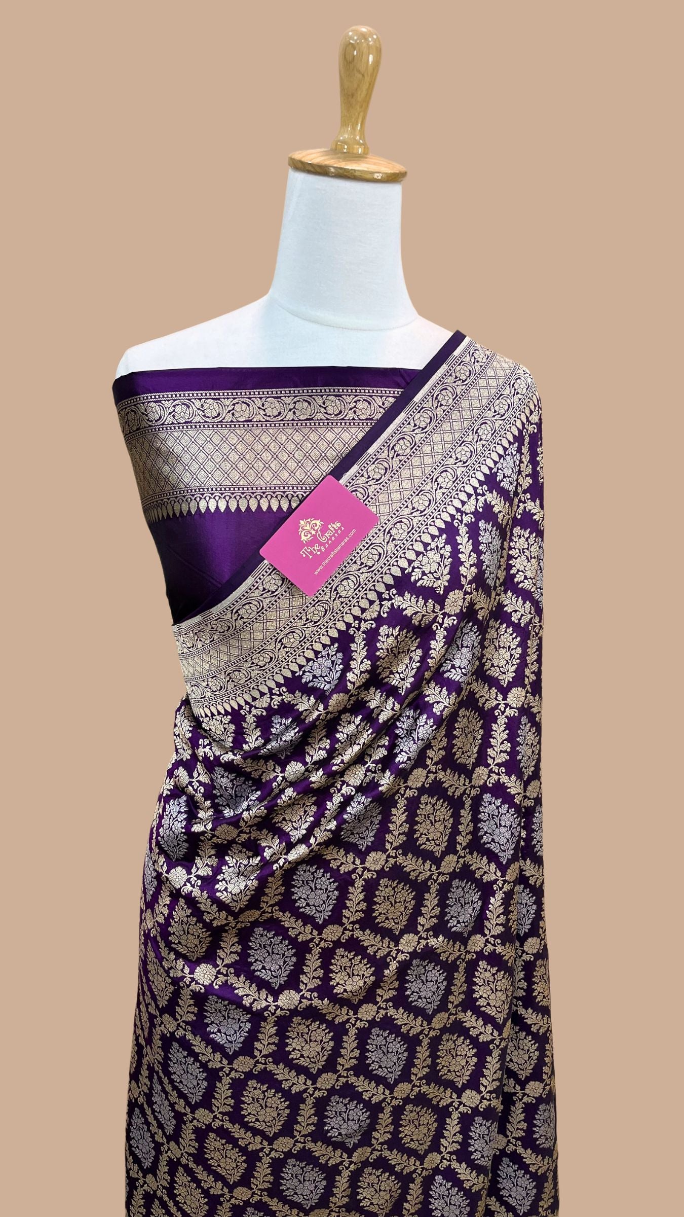 Pure Katan Silk Handloom Banarasi Saree - All over Sona Roopa Jaal work