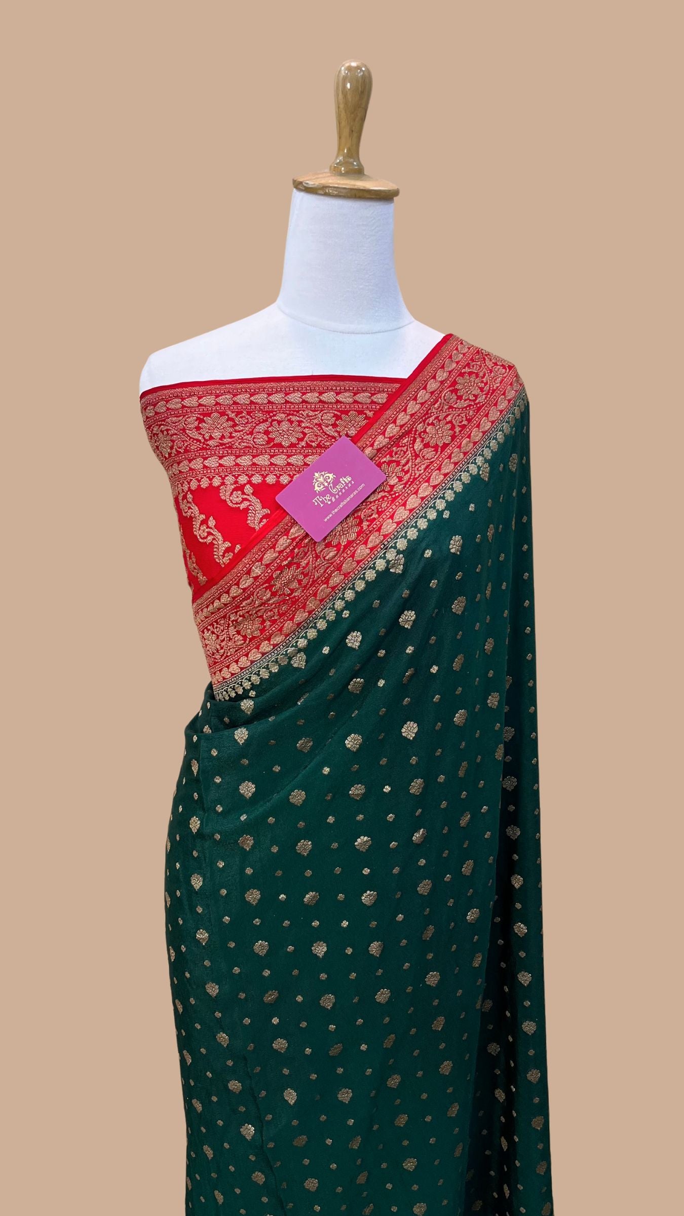 Pure Crepe Georgette Banarasi Saree - Antique Zari