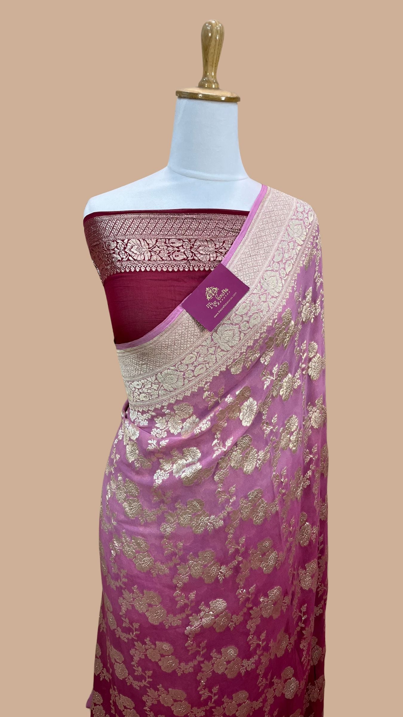 Khaddi Georgette Banarasi Saree - Water Zari