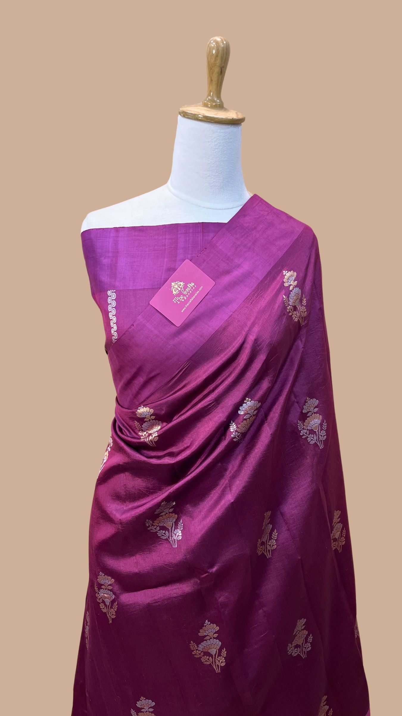 Pure Mango Silk Handloom Banarasi Saree - With Sona Roopa Motifs