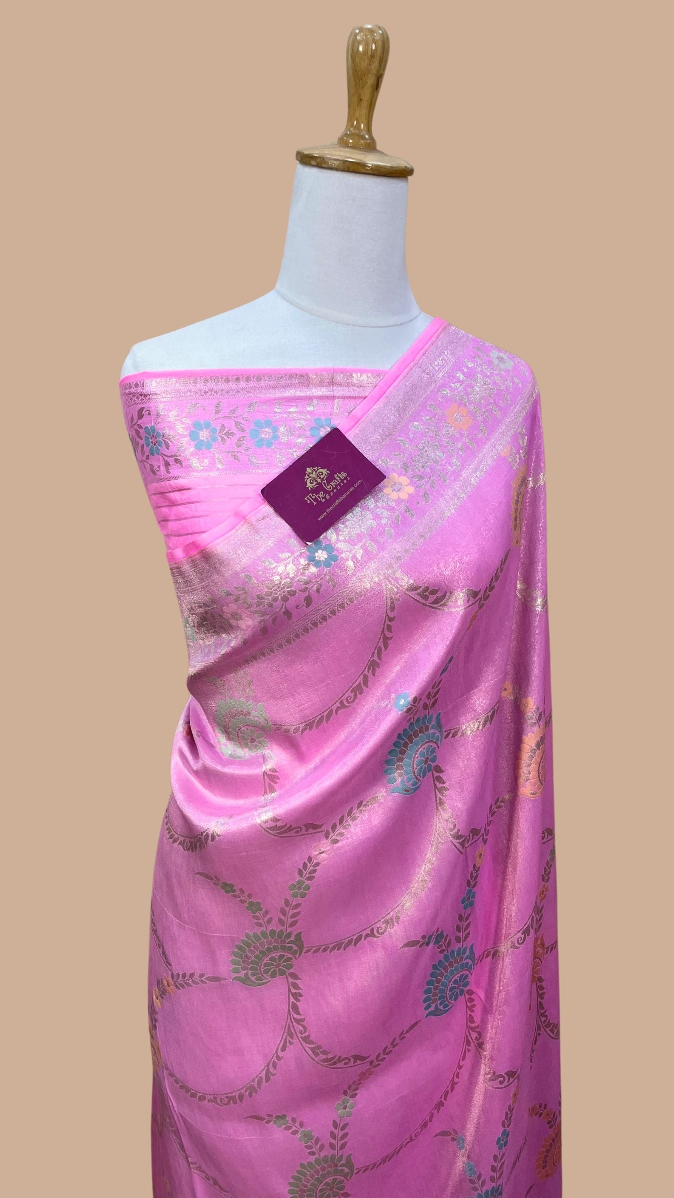 Tissue Georgette Handloom Banarasi Saree - Meenakari all over