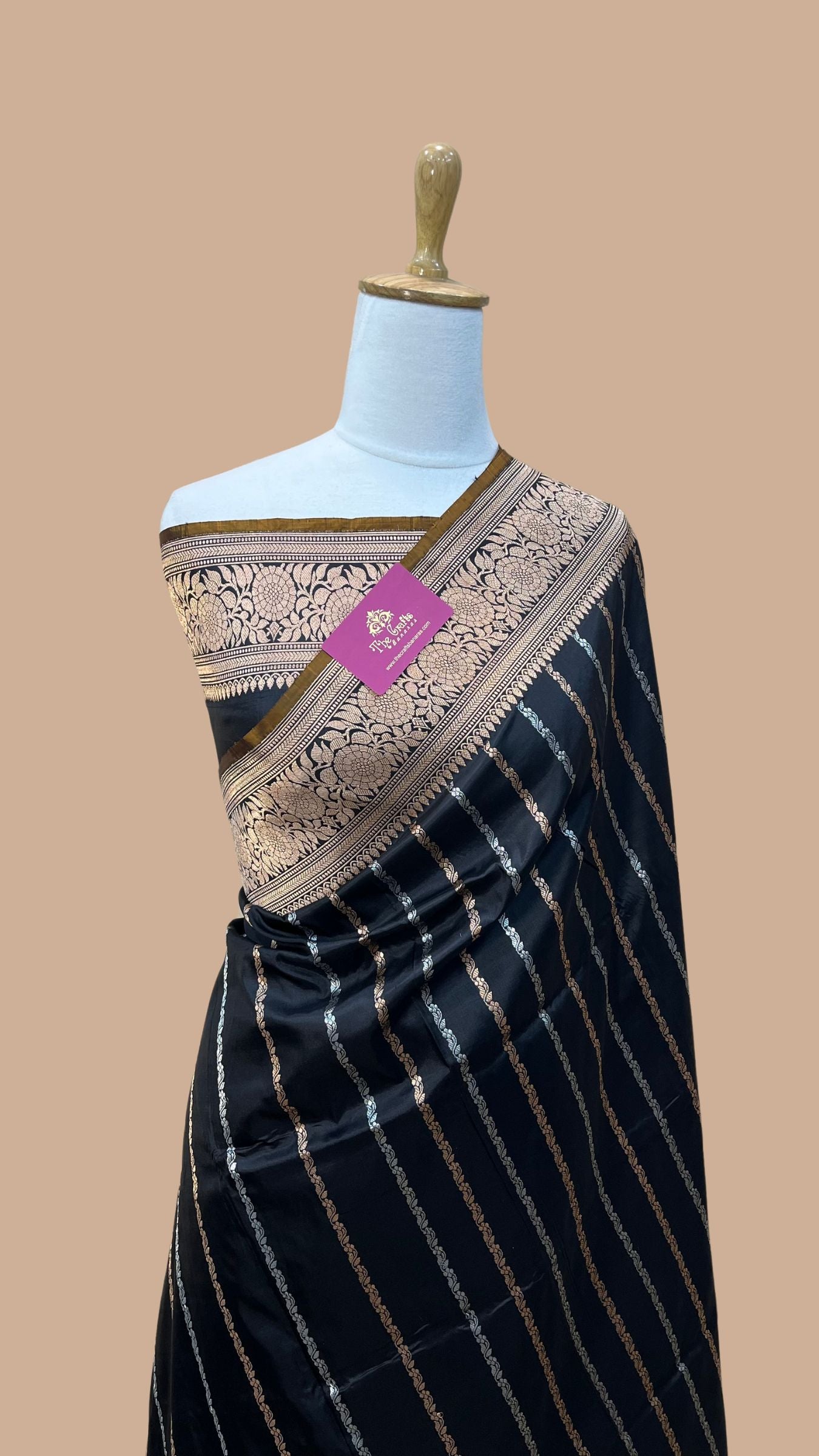 Pure Katan Silk Handloom Banarasi Saree - Kadhua Stripes