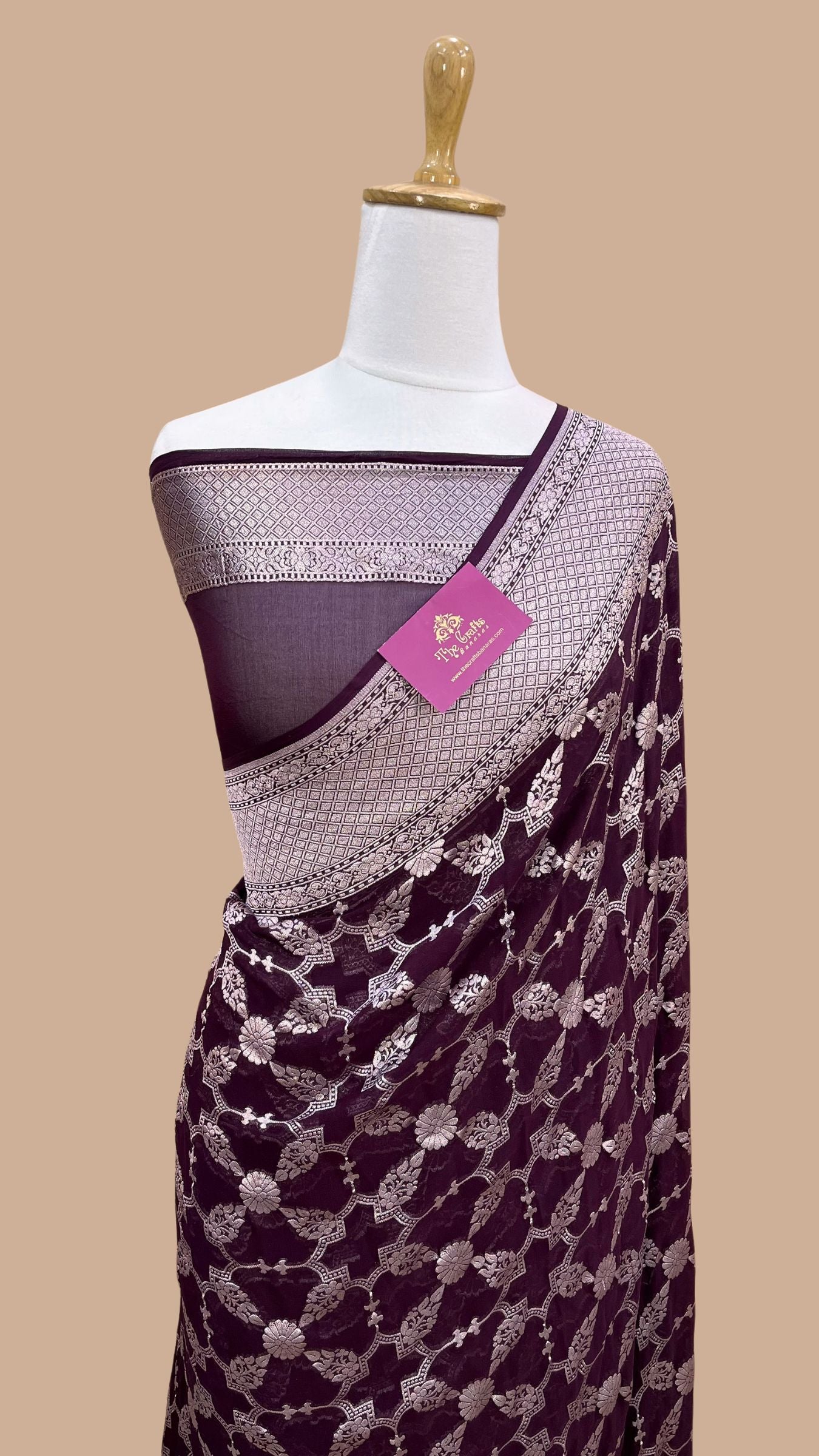 Pure Georgette Banarasi Saree - Silver Zari