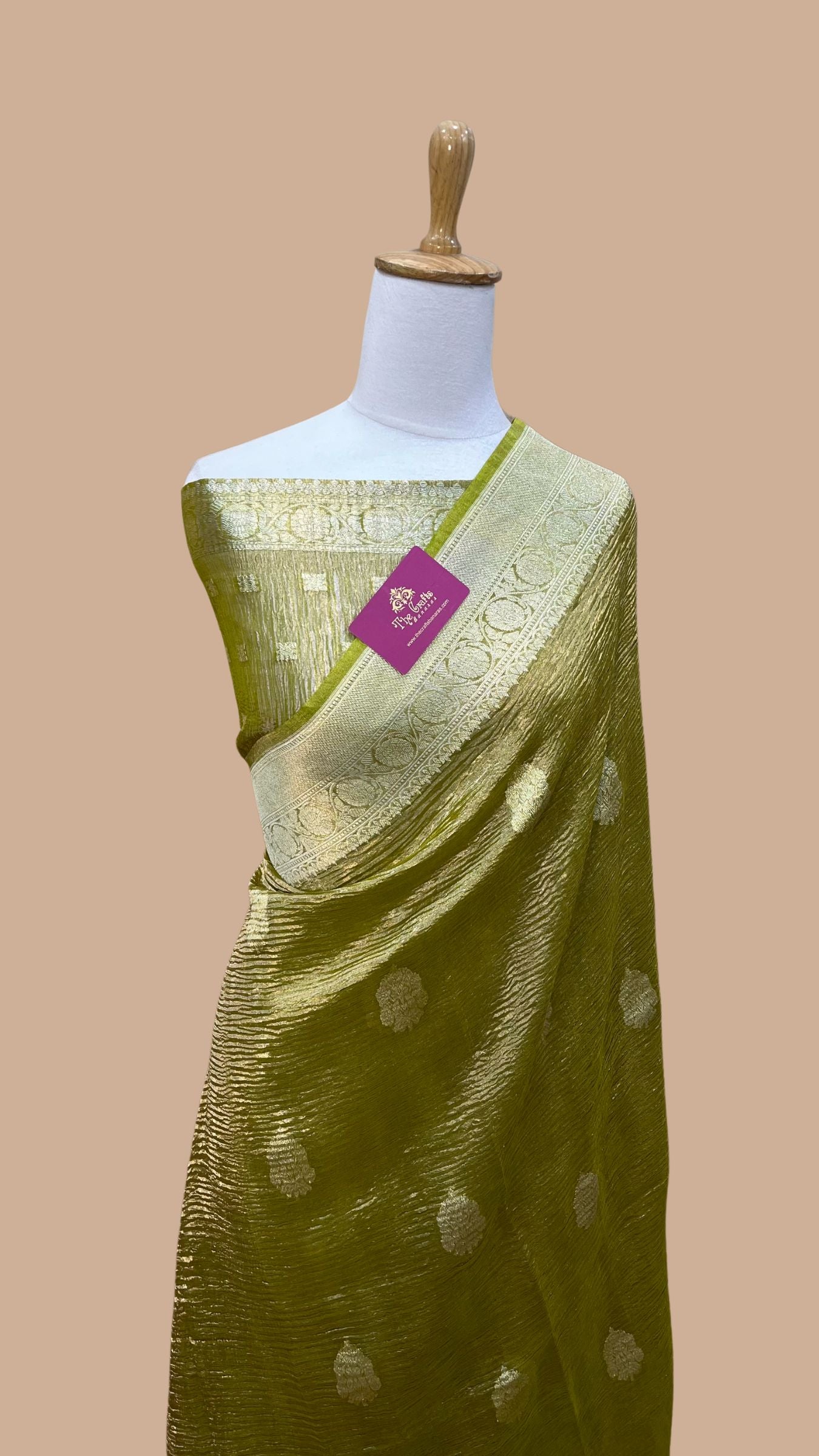 Pure Crush Tissue Silk Handloom  Banarasi Saree