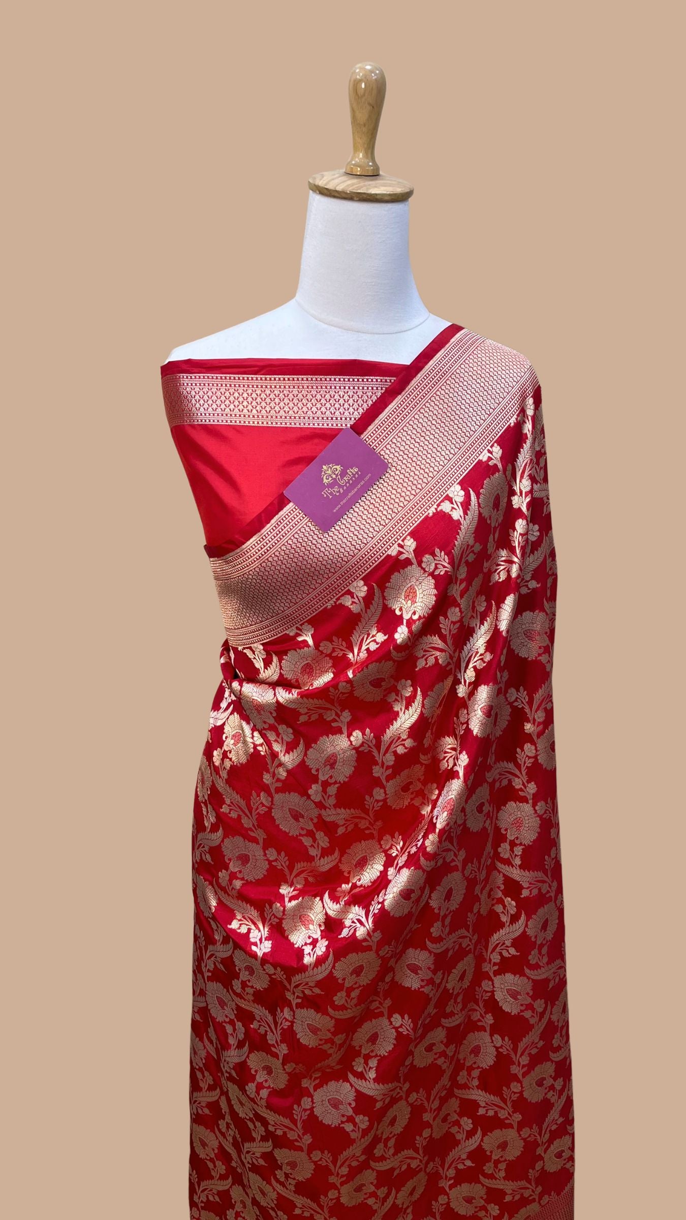 Pure Katan Silk Handloom Banarasi Saree - Jaal work