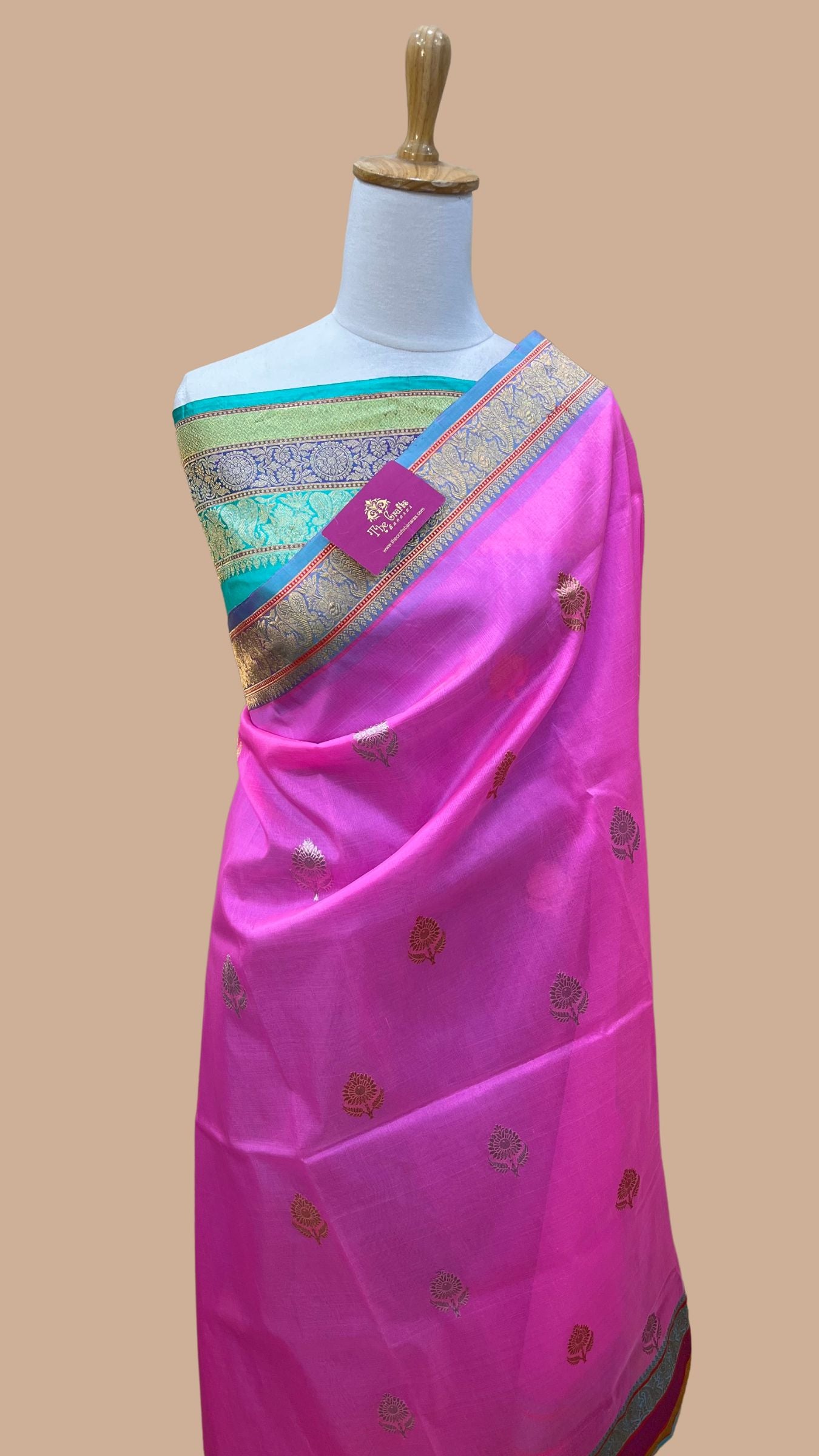 Pure Kora Silk Handloom Banarasi Saree - with sona rupa kadhua motifs