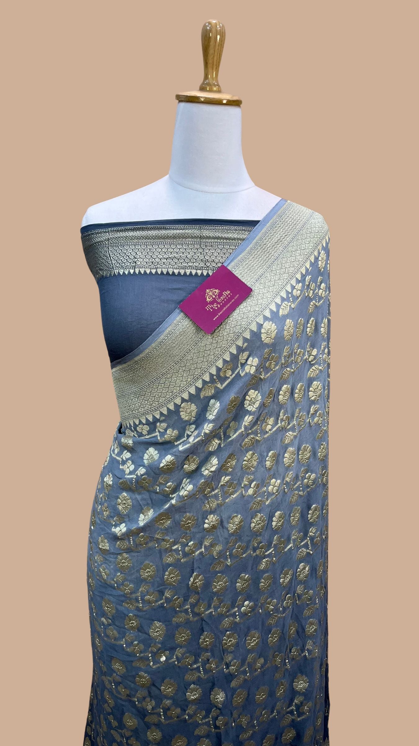 Khaddi Georgette Banarasi Saree - Water Zari