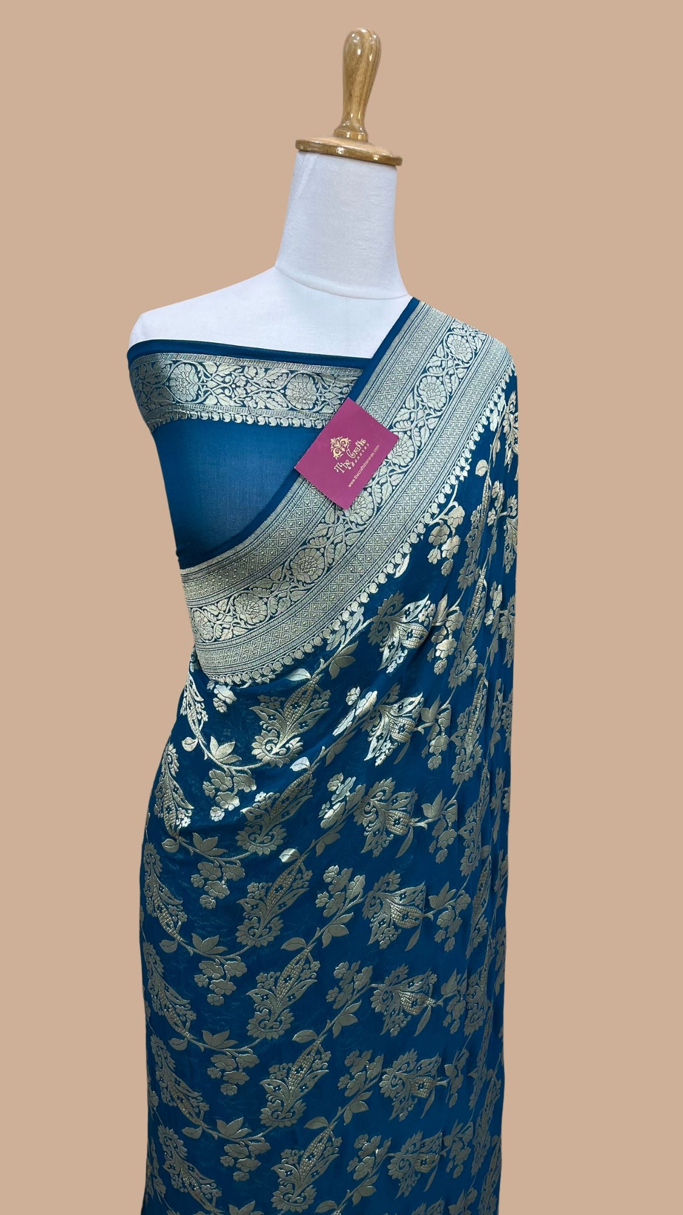 Khaddi Georgette Banarasi Saree - Water Zari