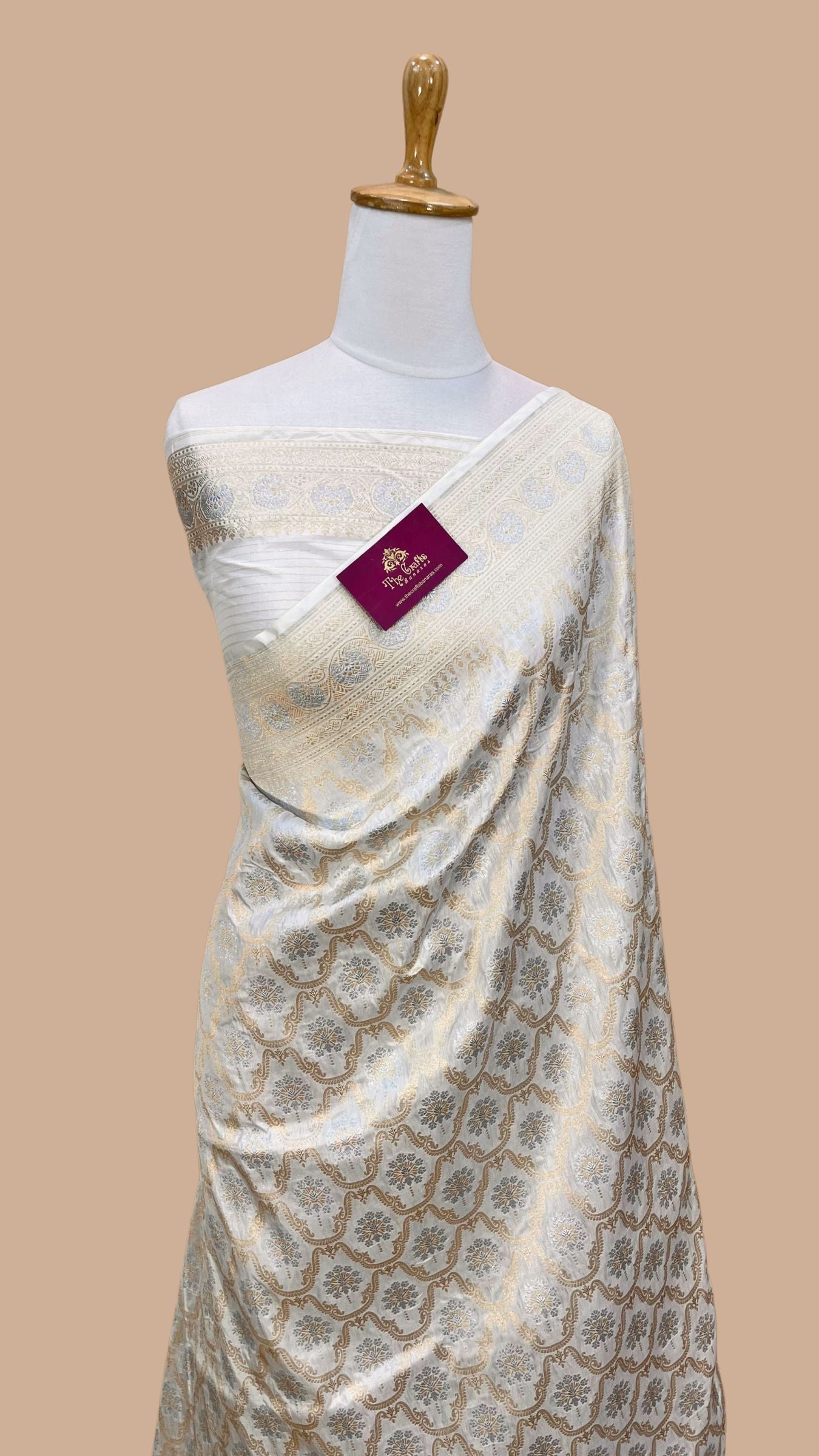 Pure Katan Silk Handloom Banarasi Saree - All over Sona Roopa Jaal work