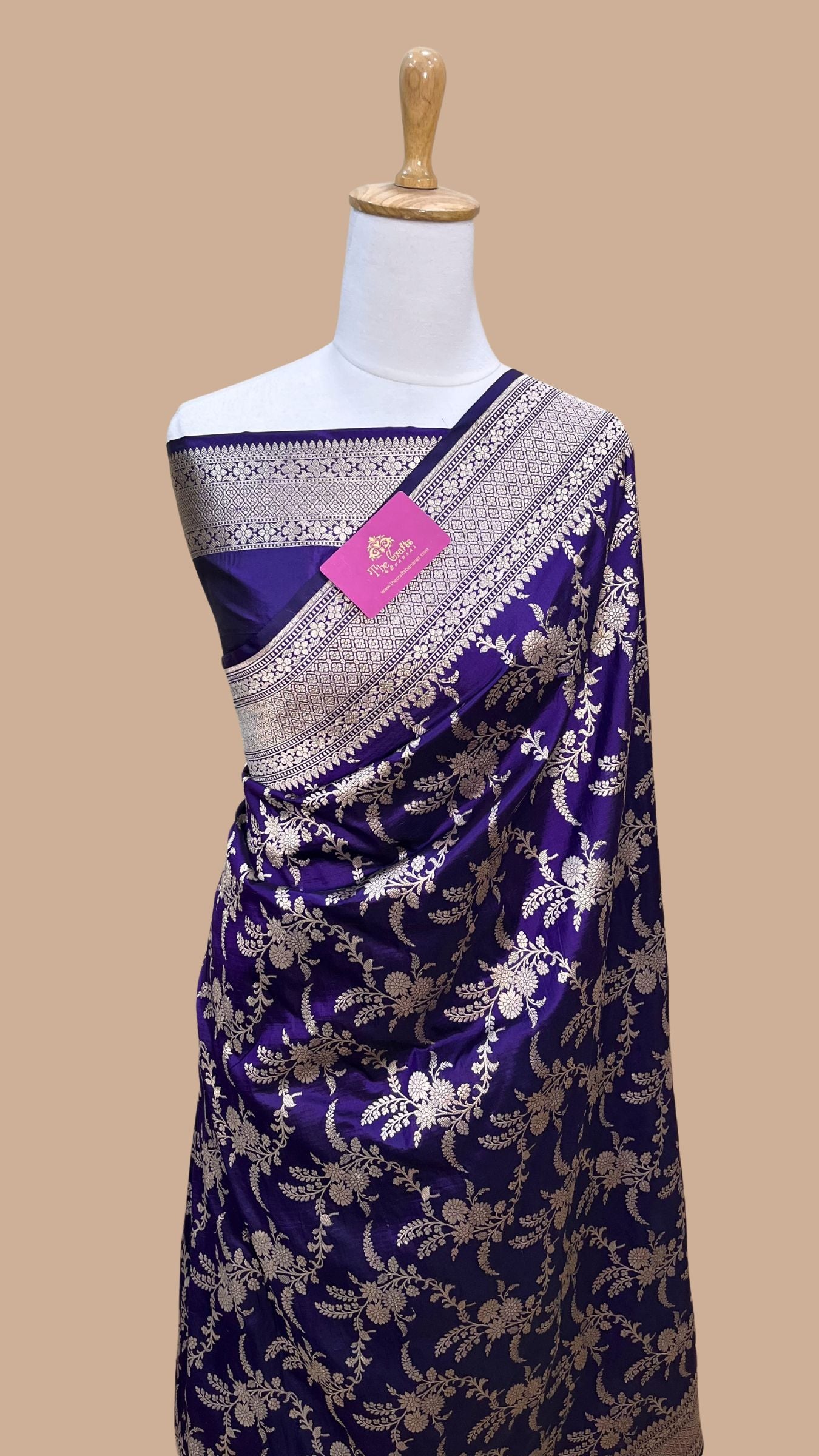 Pure Katan Silk Handloom Banarasi Saree - Jaal work
