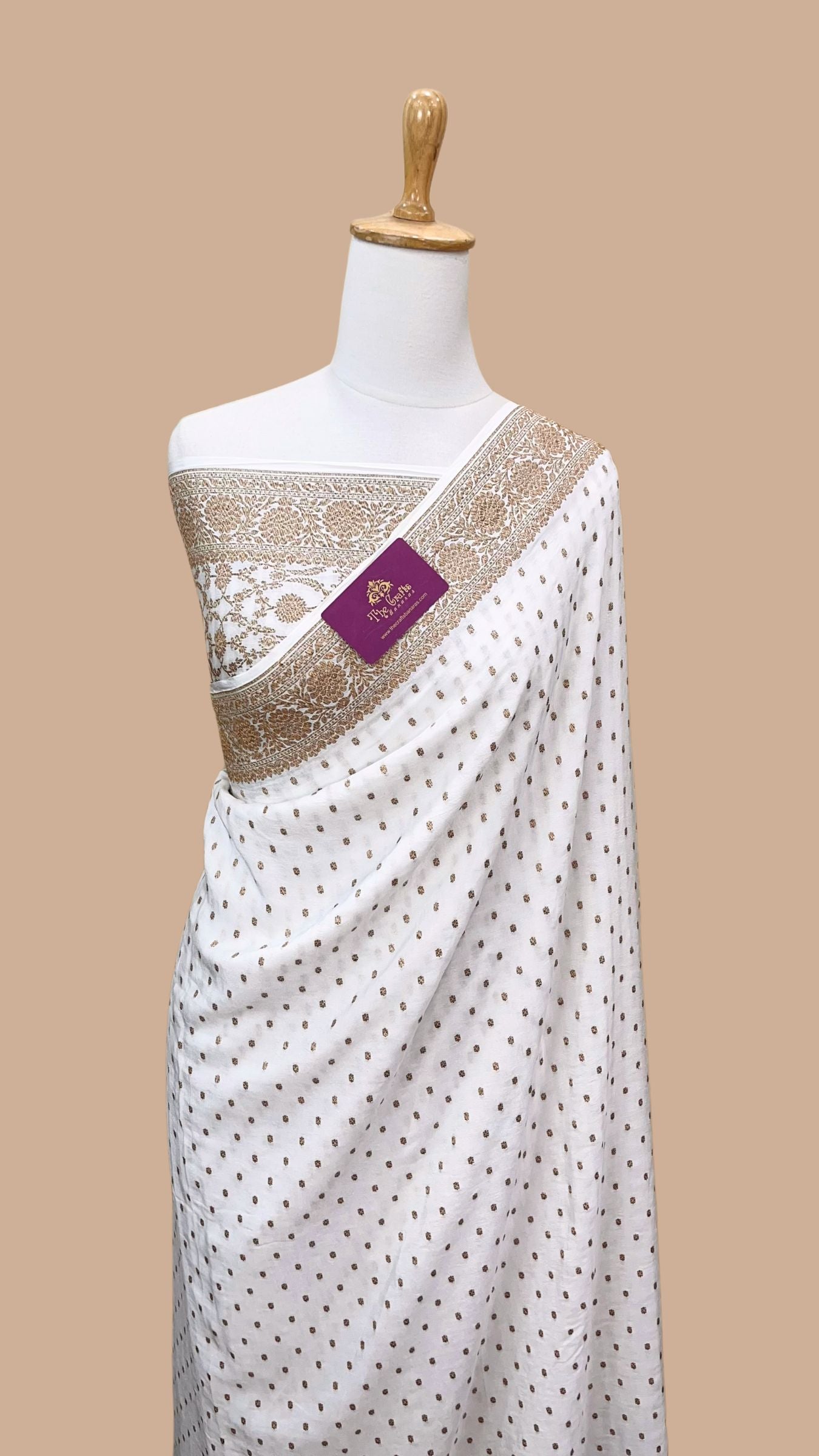 Pure Crepe Georgette Banarasi Saree - Antique Zari