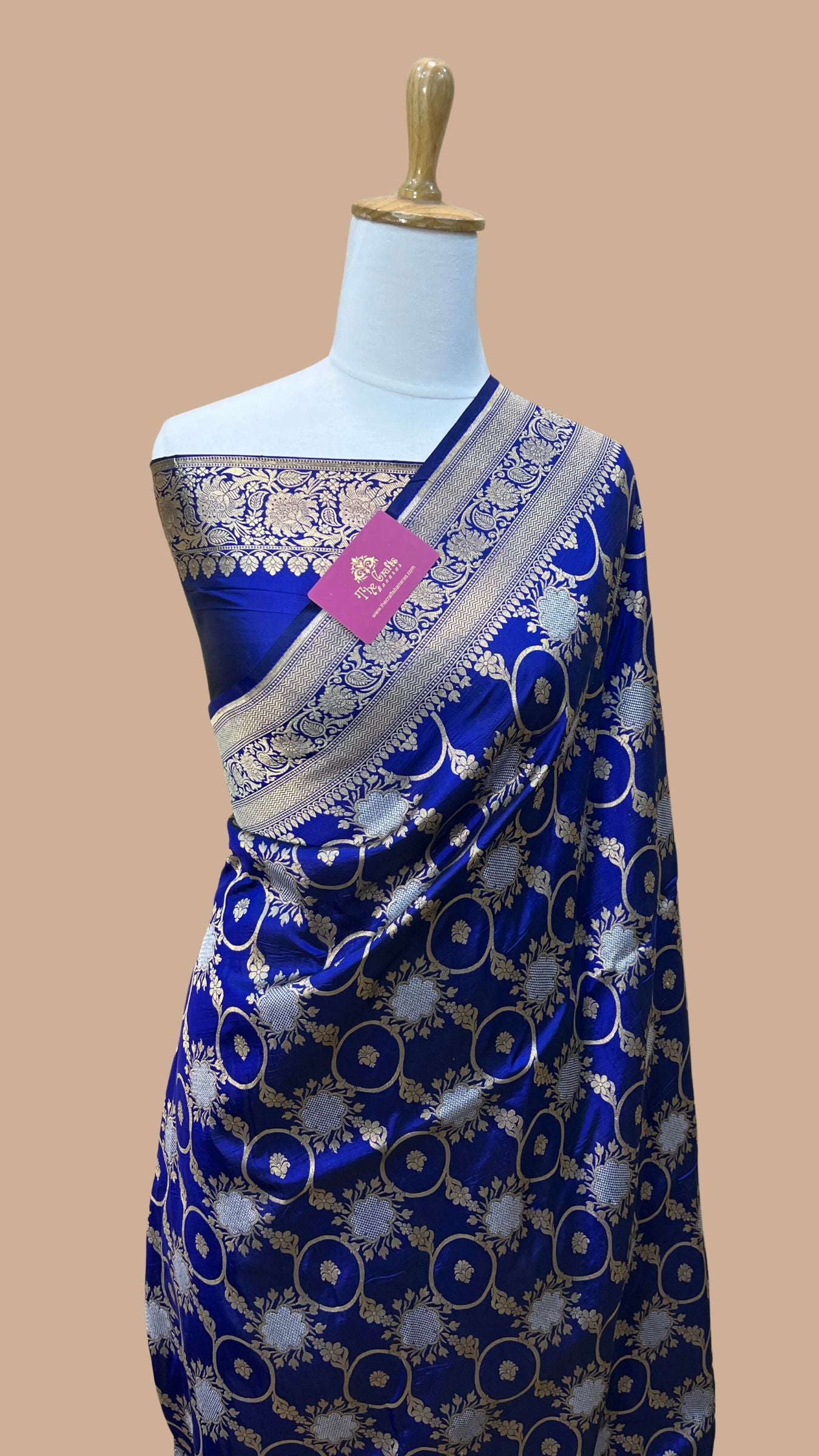 Pure Katan Silk Handloom Banarasi Saree - All over Sona Roopa Jaal work