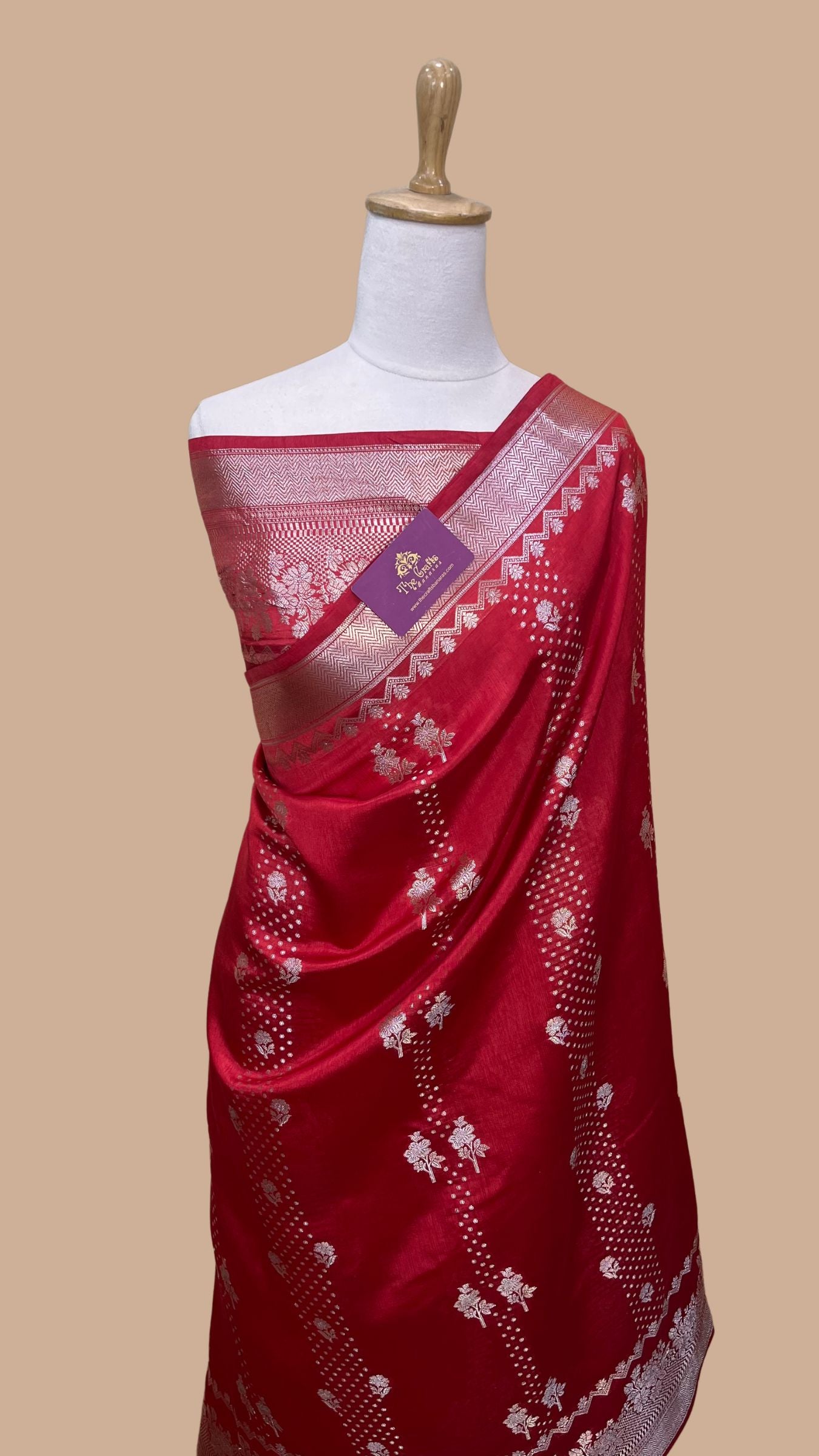 Red Pure Chiniya Silk Banarasi Saree