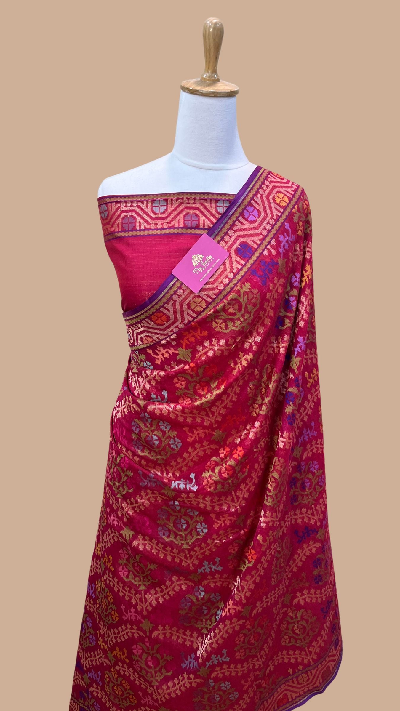Pure Ektara Cotton Jamdani Banarasi Saree - Tilfi