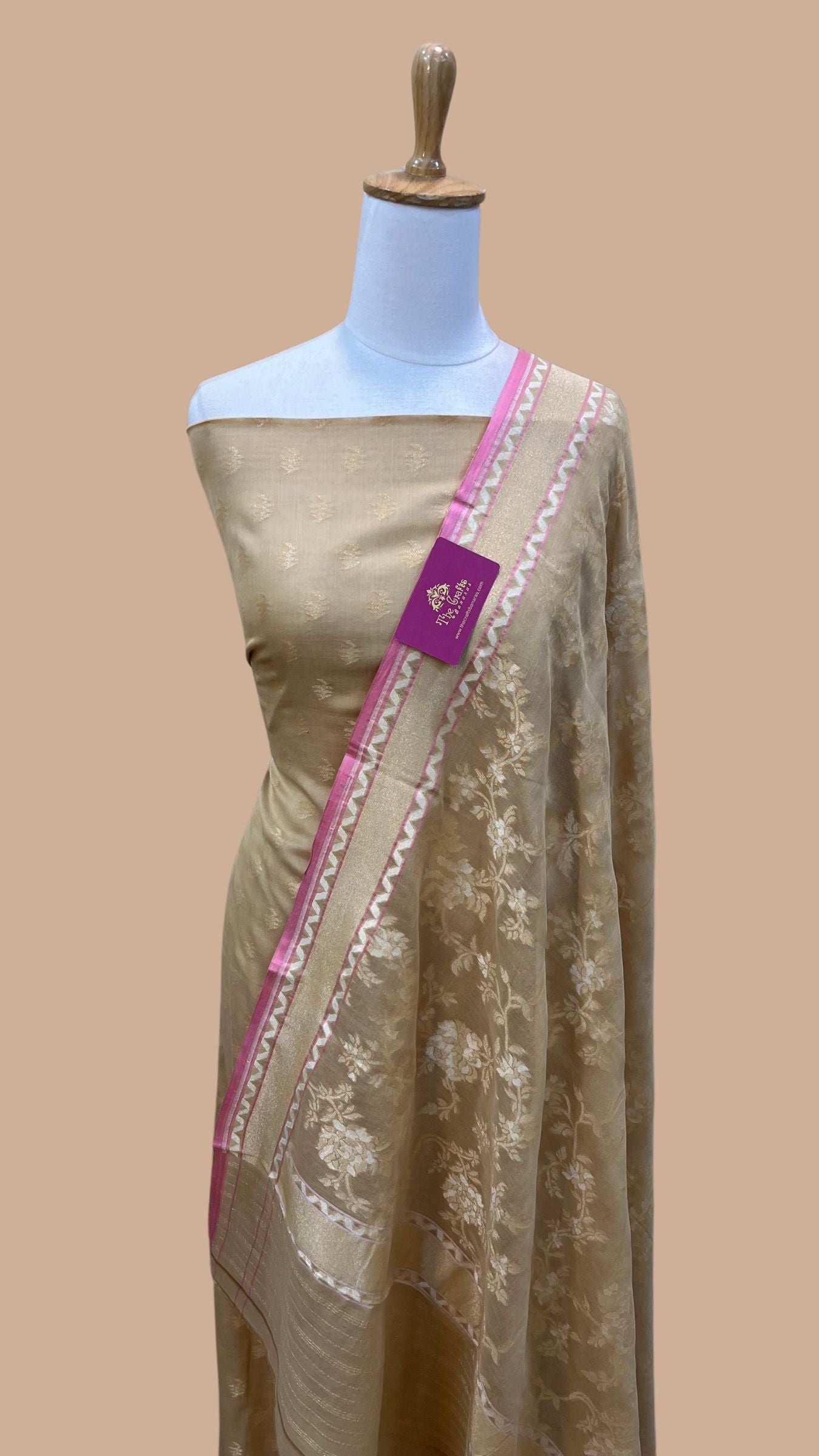 Pure Ektara Cotton Jamdani Banarasi Dress Material