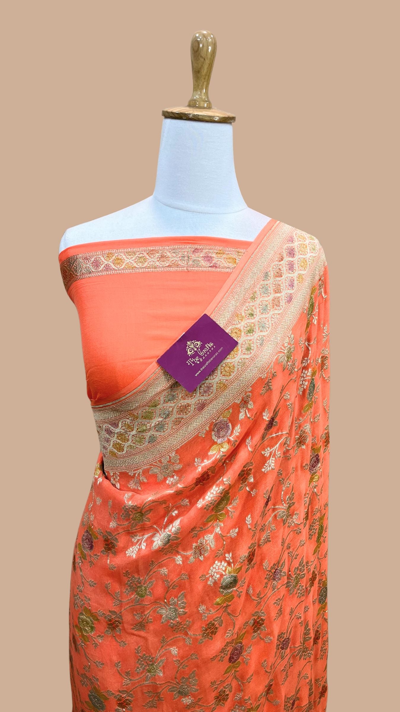 Khaddi Georgette Handloom Banarasi Saree