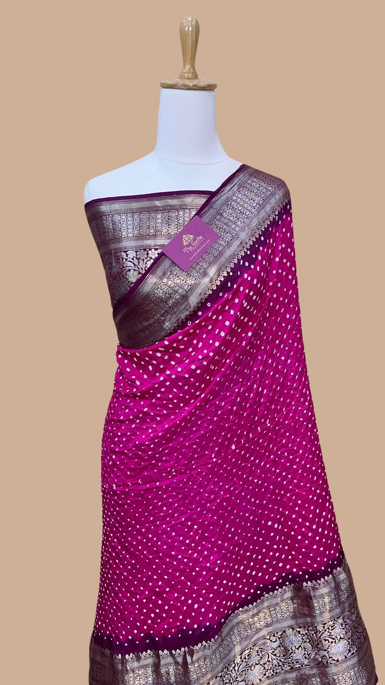 Pure Chiniya Silk Handloom Bandhej Banarasi Saree