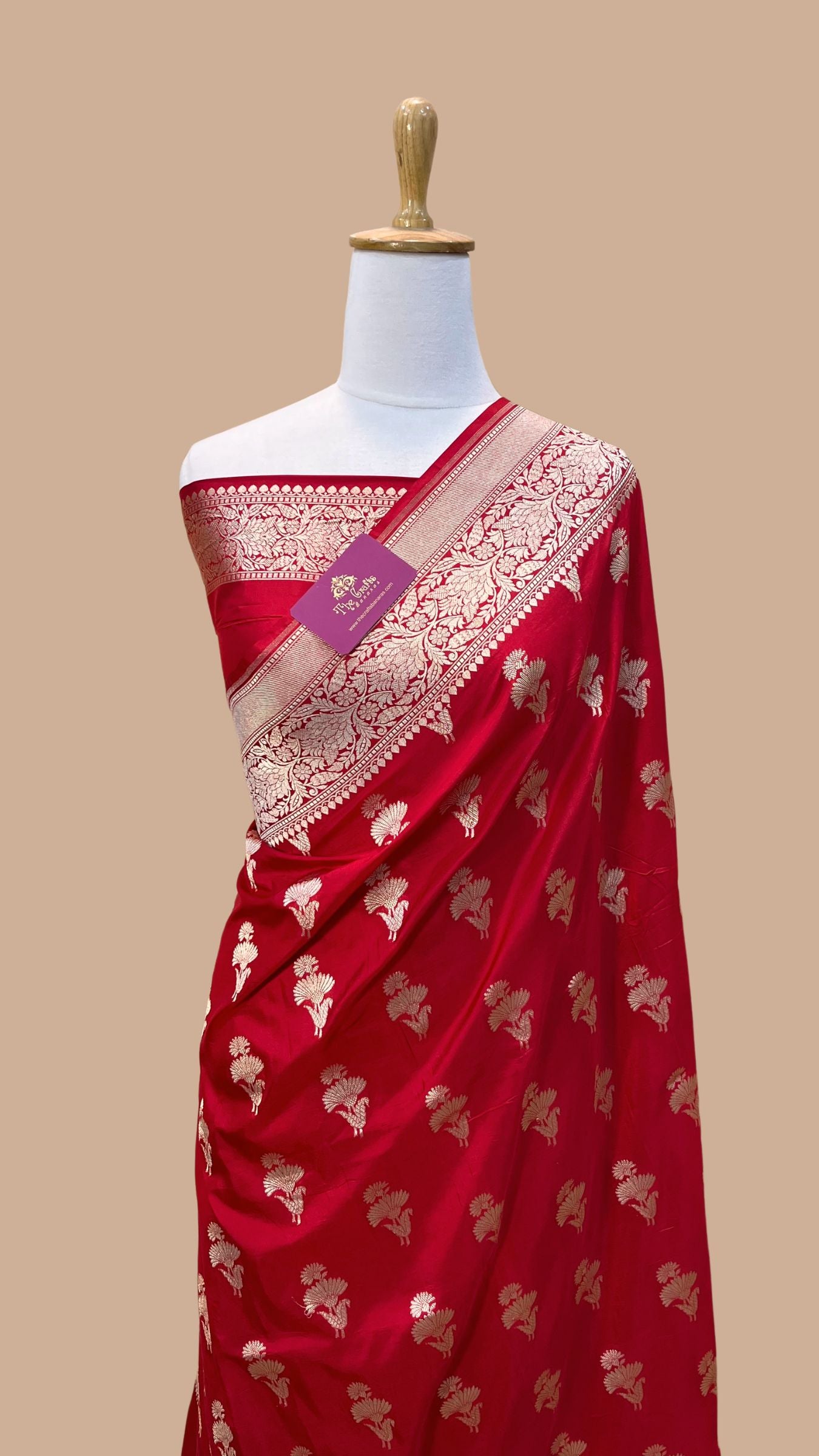 Pure Katan Silk Handloom Banarasi Saree - Jaal work