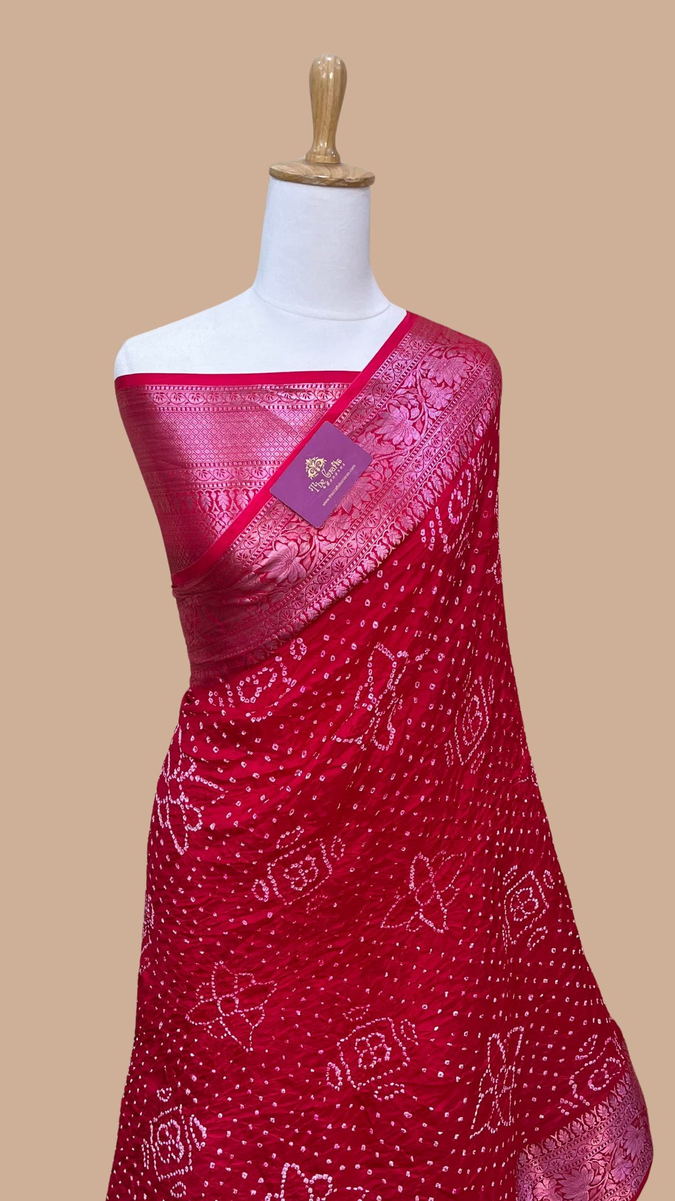 Pure Katan Silk Handloom Bandhej Banarasi Saree