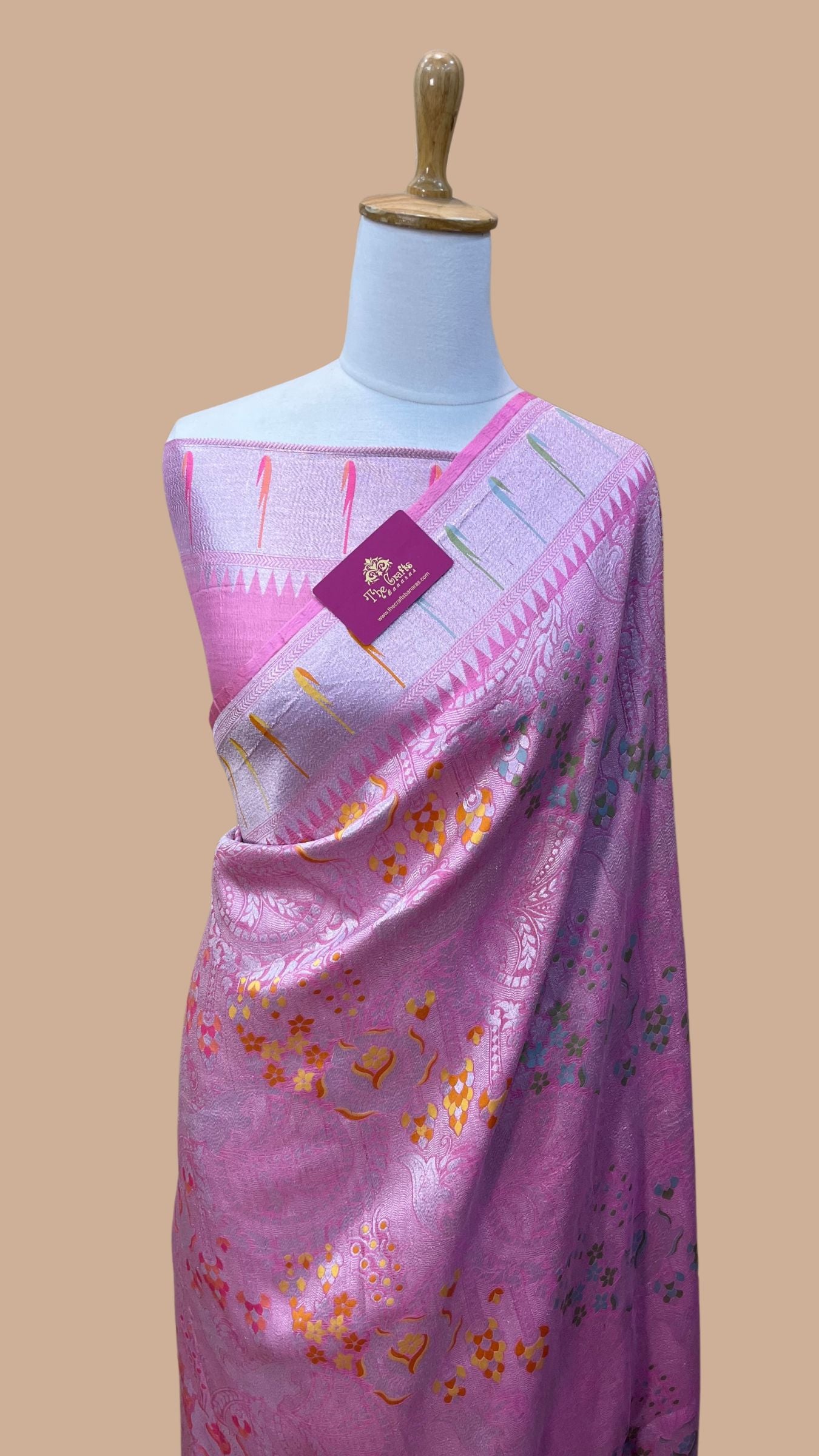 Pure Tussar Georgette Handloom Banarasi Saree - Brocade