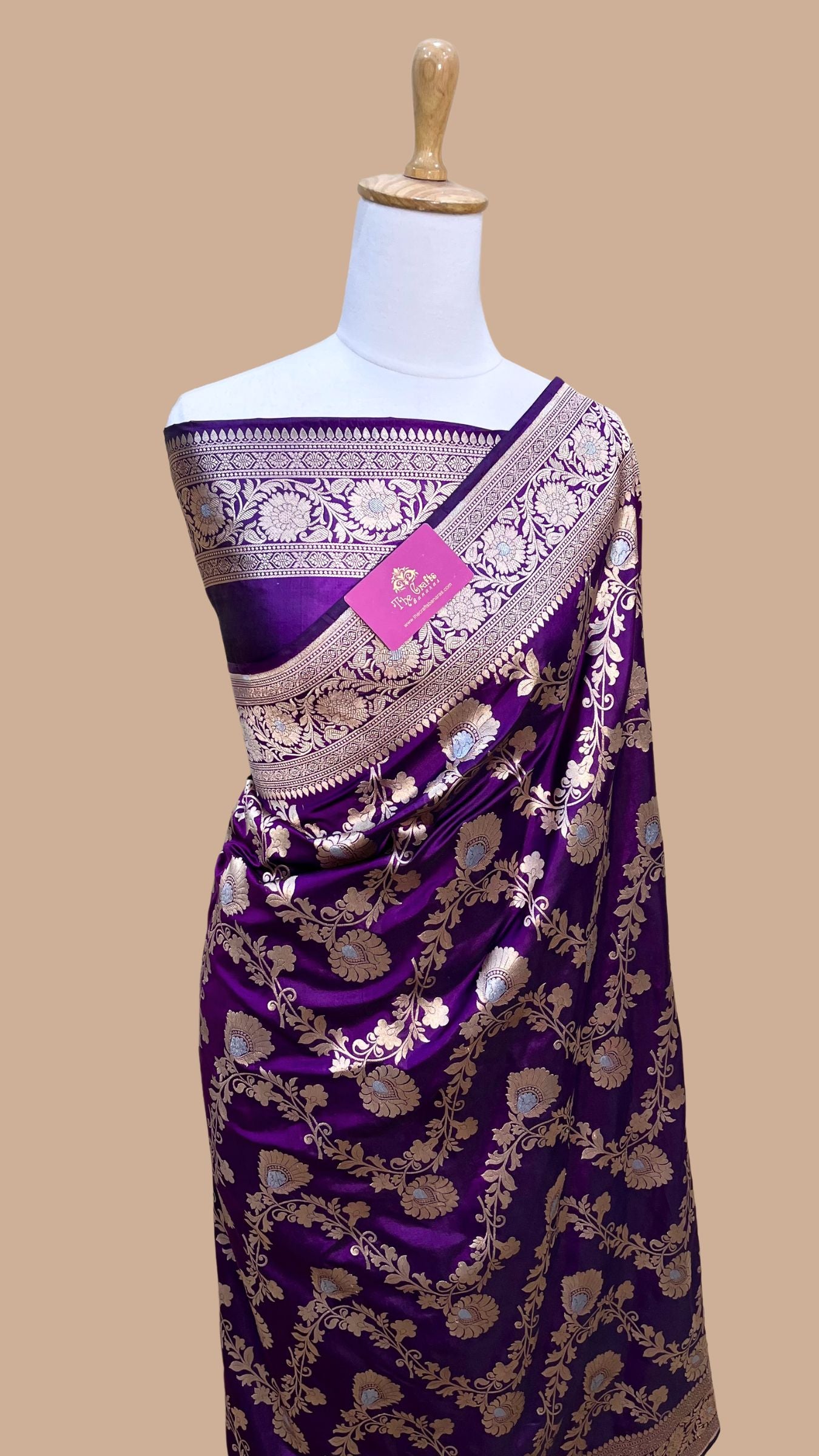 Pure Katan Silk Handloom Banarasi Saree - All over Sona Roopa Jaal work