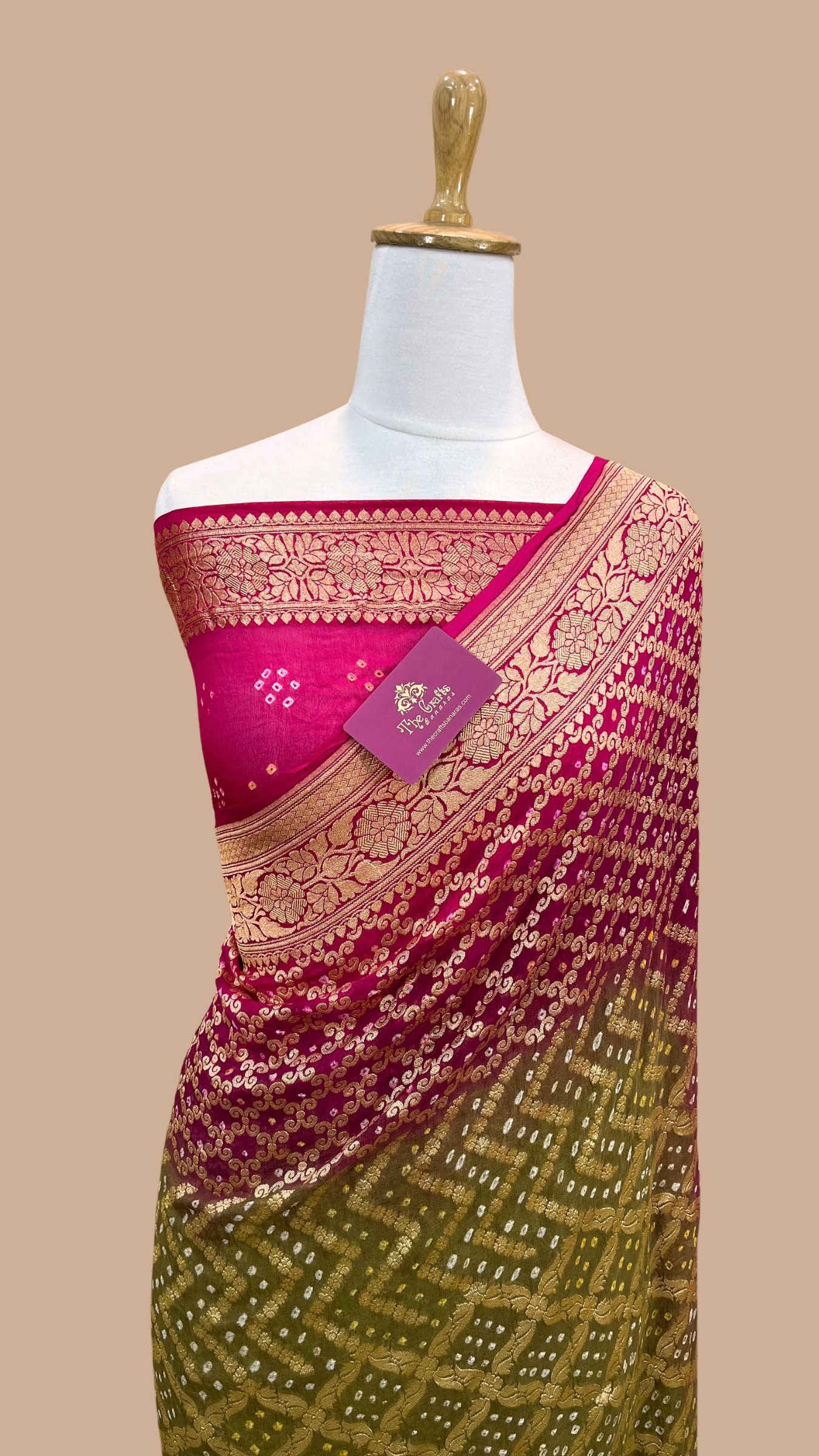 Pure Georgette Banarasi Handloom Bandhej Saree