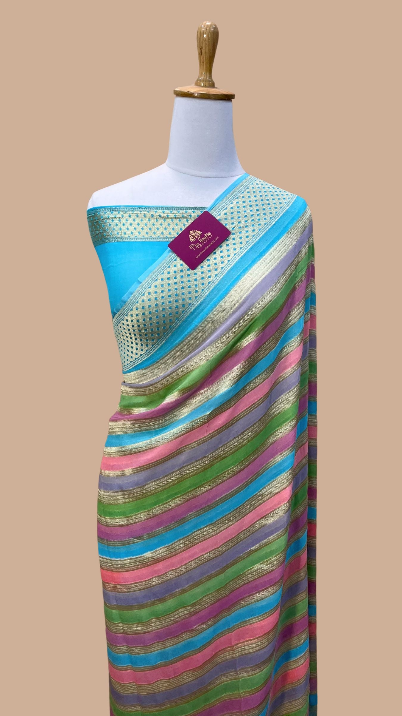 Khaddi Georgette Handloom Banarasi Saree - Water Zari