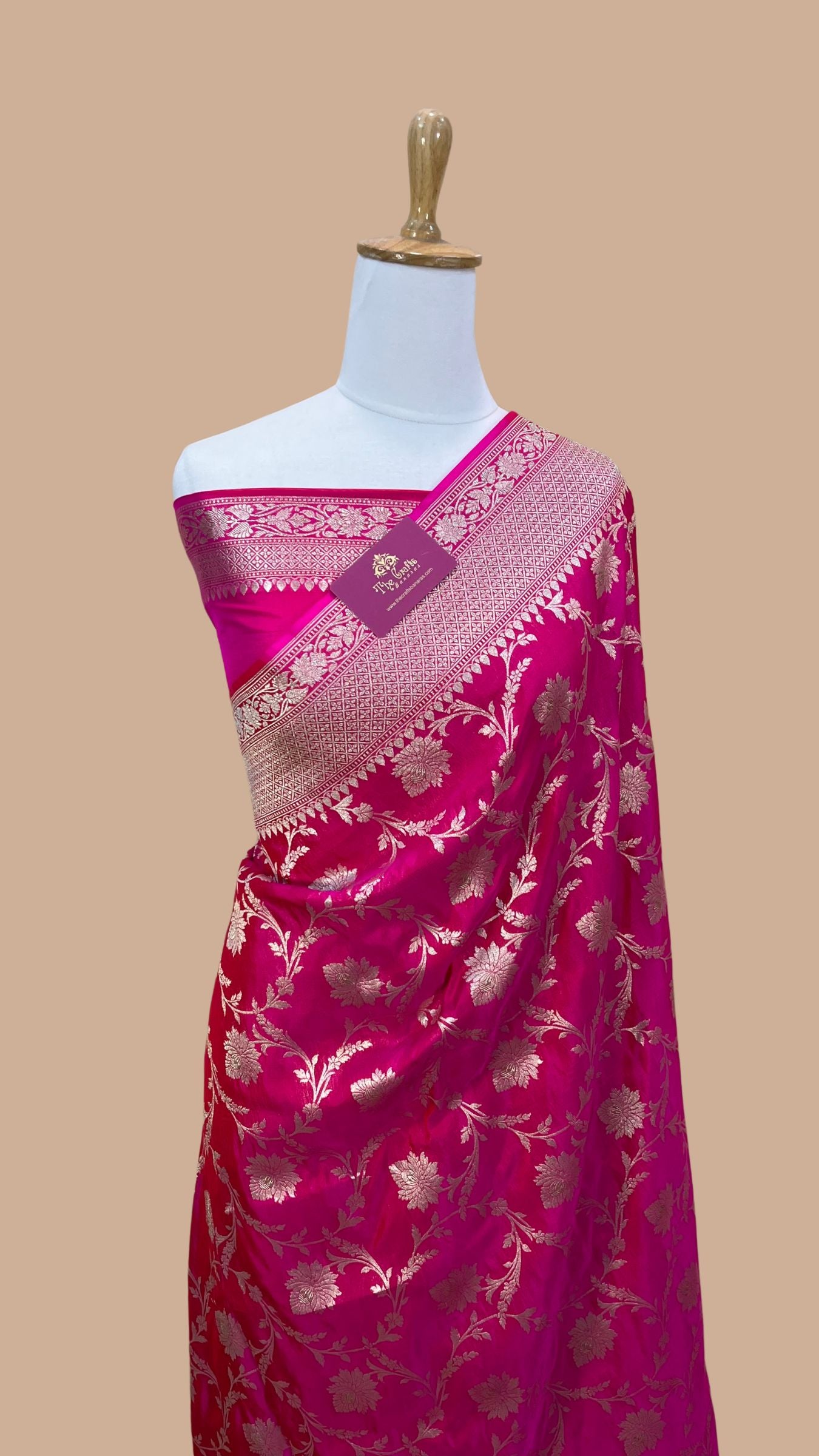 Pure Katan Silk Handloom Banarasi Saree - Jaal work