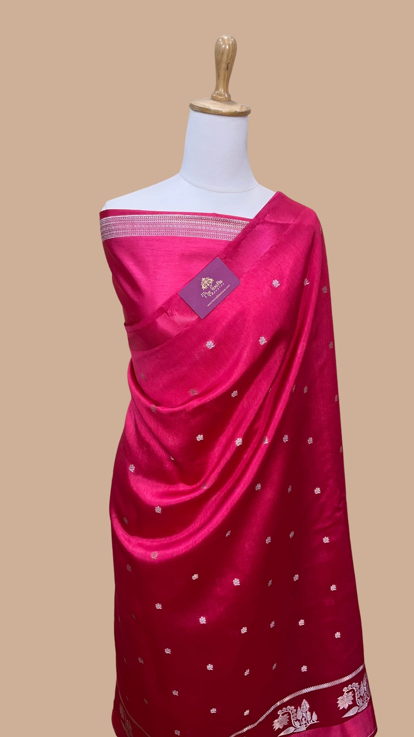 Rani pink Pure Chiniya Silk Banarasi Saree