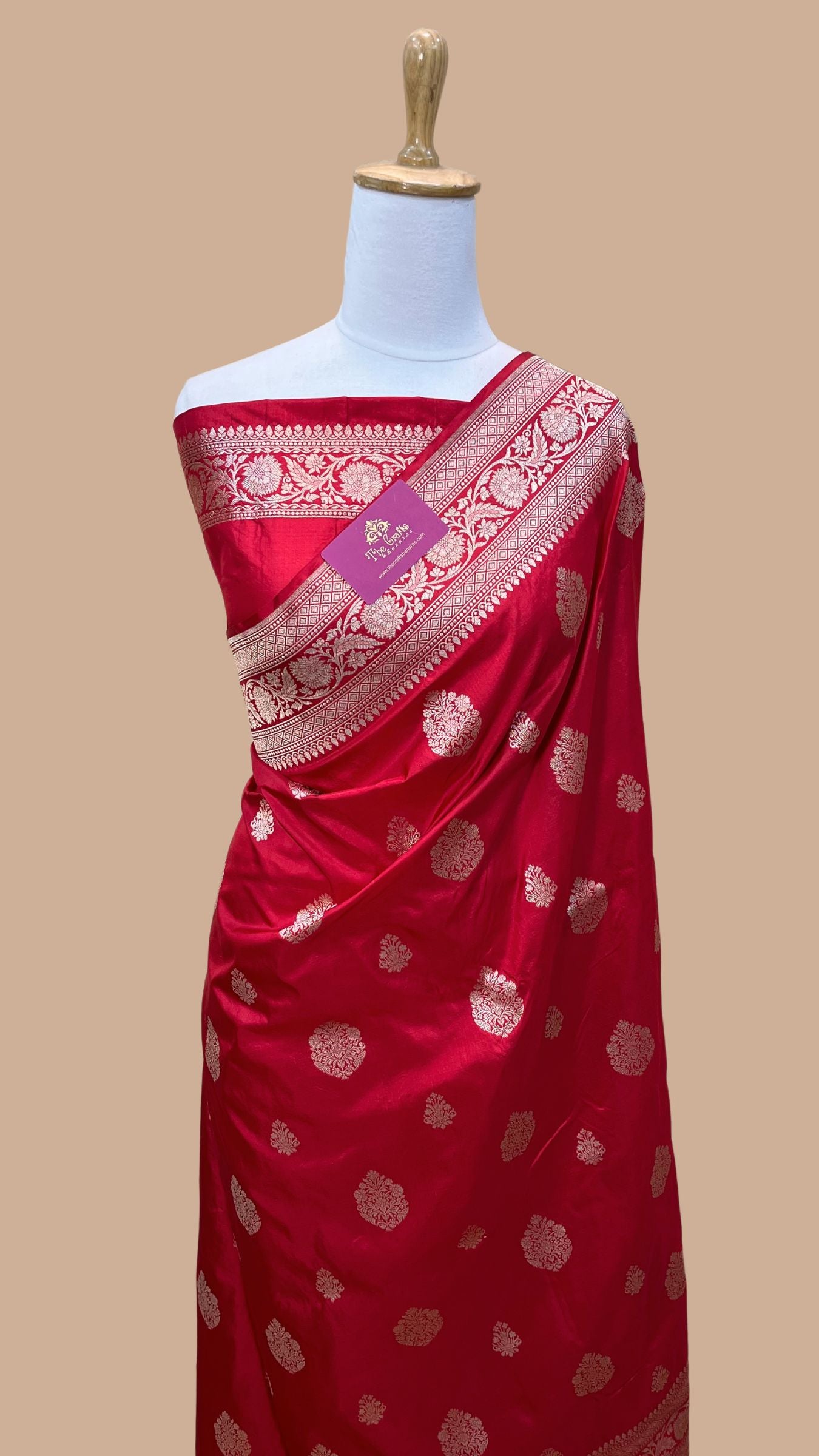 Pure Katan Silk Handloom Banarasi Saree - Jaal work