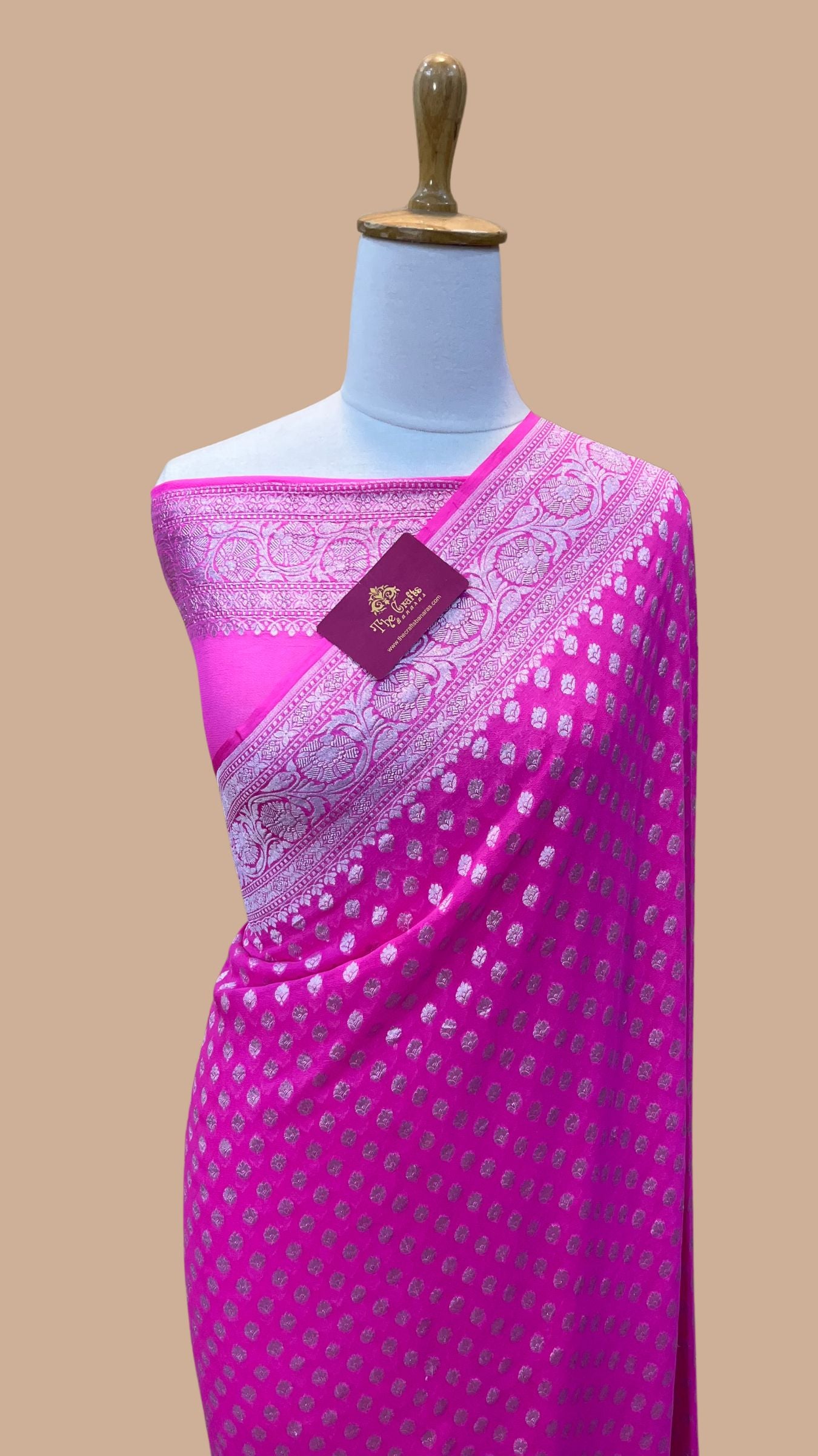 Pure Georgette Banarasi Saree - Silver Zari