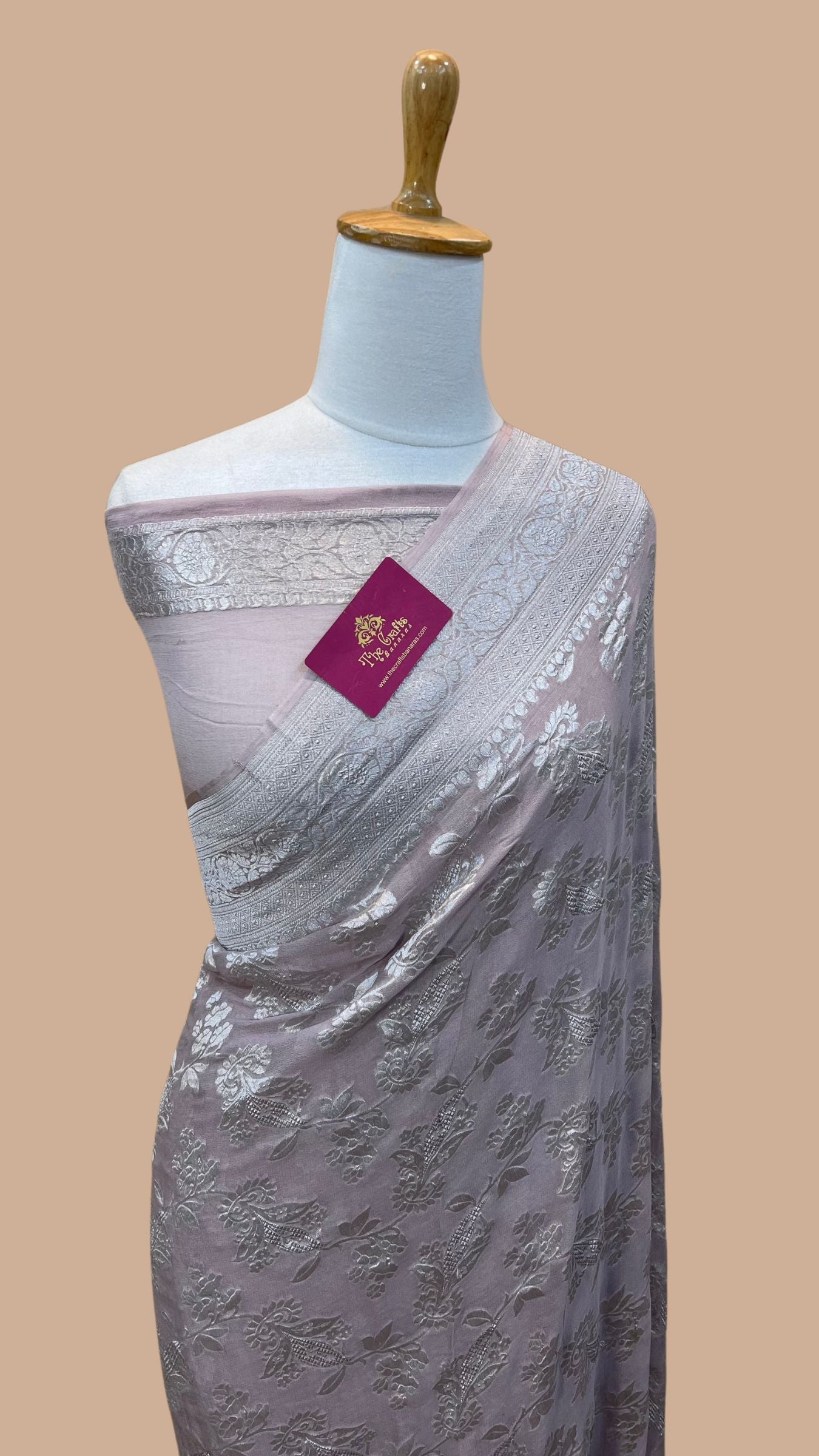 Pure Georgette Banarasi Saree - Silver Zari