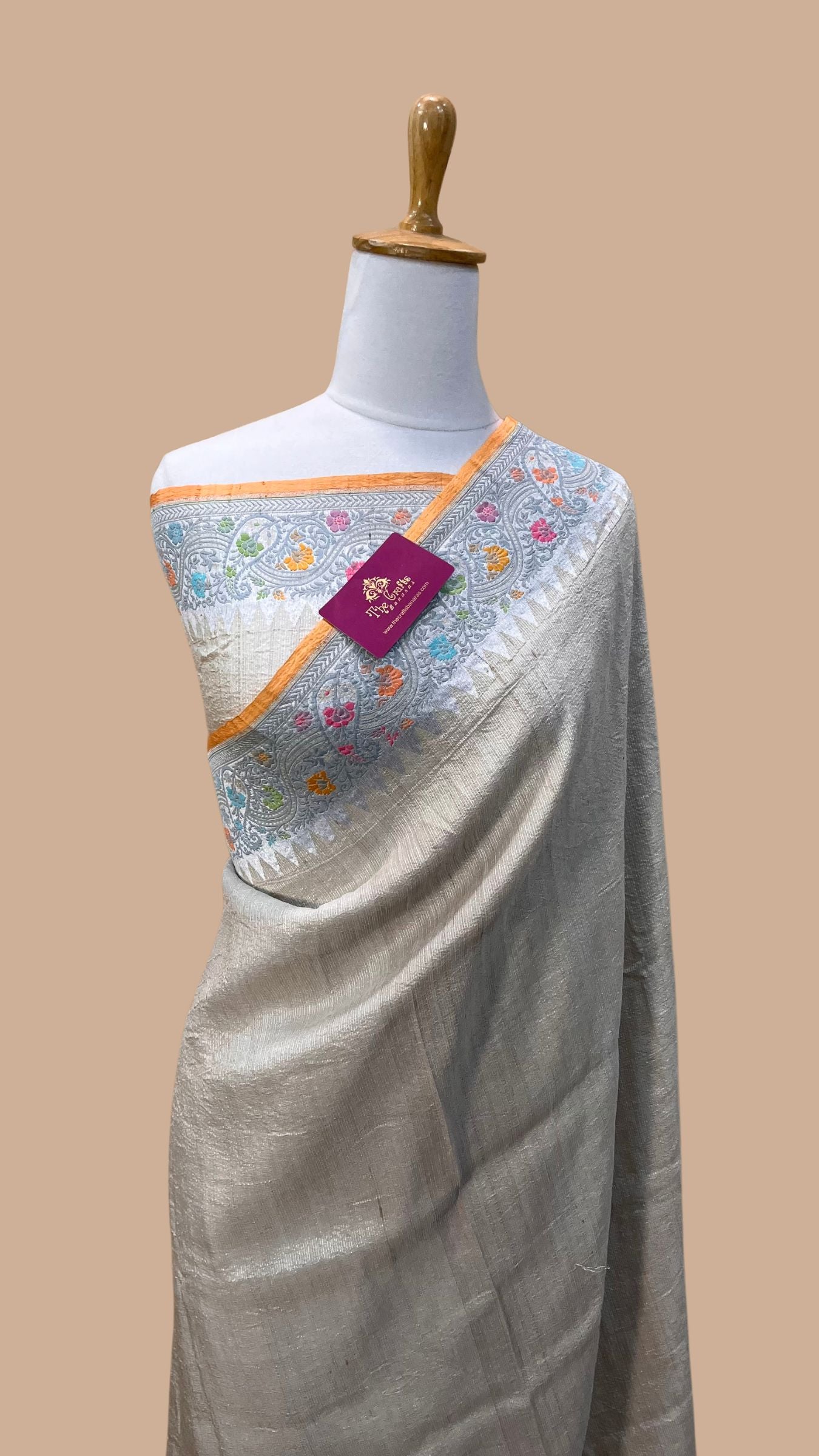 Tissue Georgette Handloom Banarasi Saree - Jaal with Meenakari