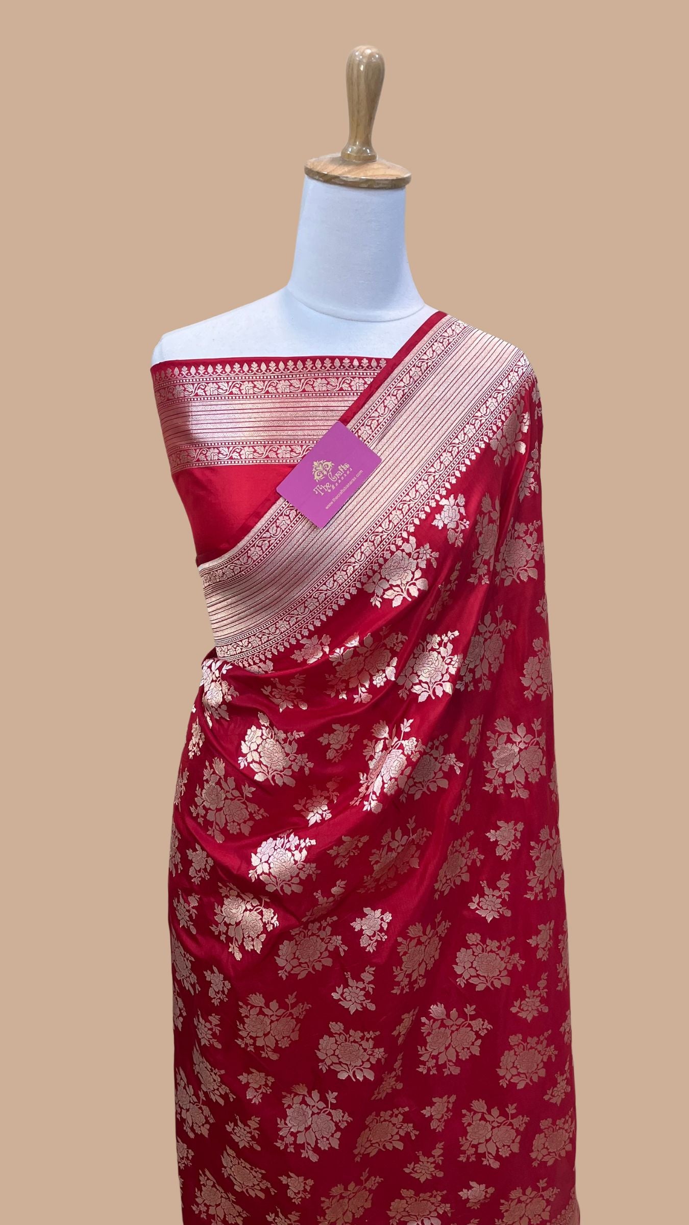 Pure Katan Silk Handloom Banarasi Saree - Jaal work